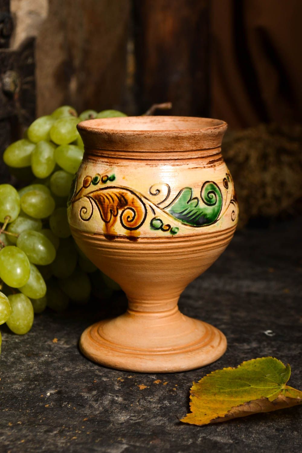Керамическая посуда керамический стакан глиняная посуда с росписью красивая фото 1