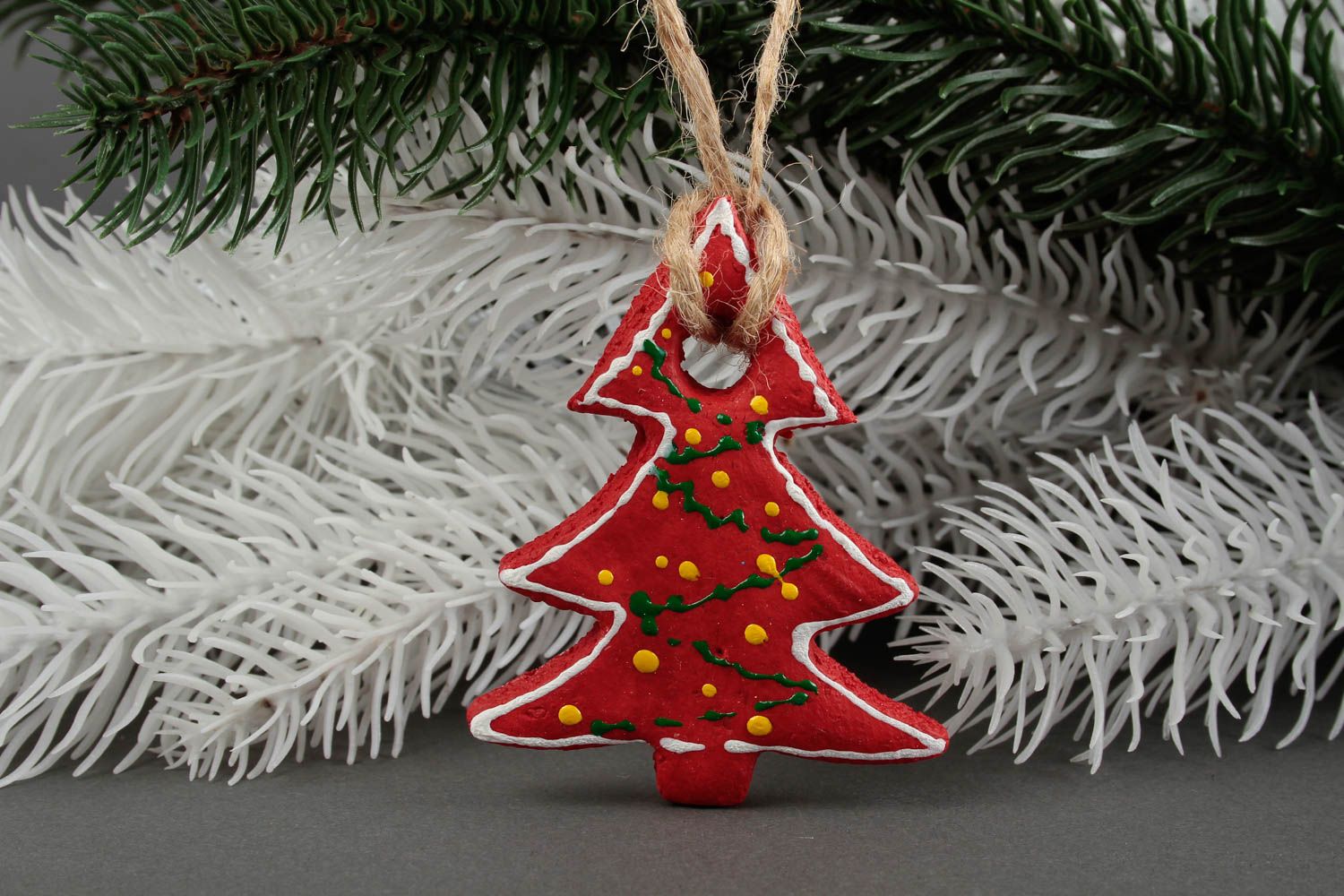 Salzteig Figur handmade Tannenbaum Schmuck bemalte Deko für Weihnachten foto 1