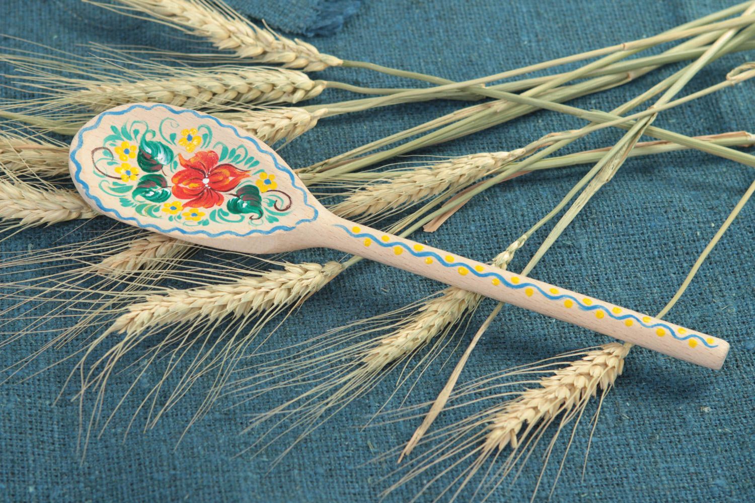 Этническая деревянная ложка для декора дома с Петриковской росписью хэнд мэйд фото 1