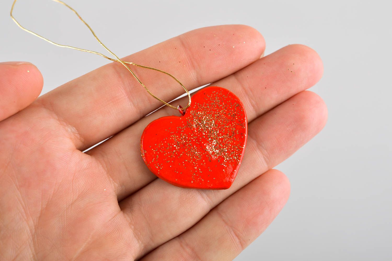 Игрушка на елку handmade декор для дома игрушка из полимерной глины Сердце фото 4