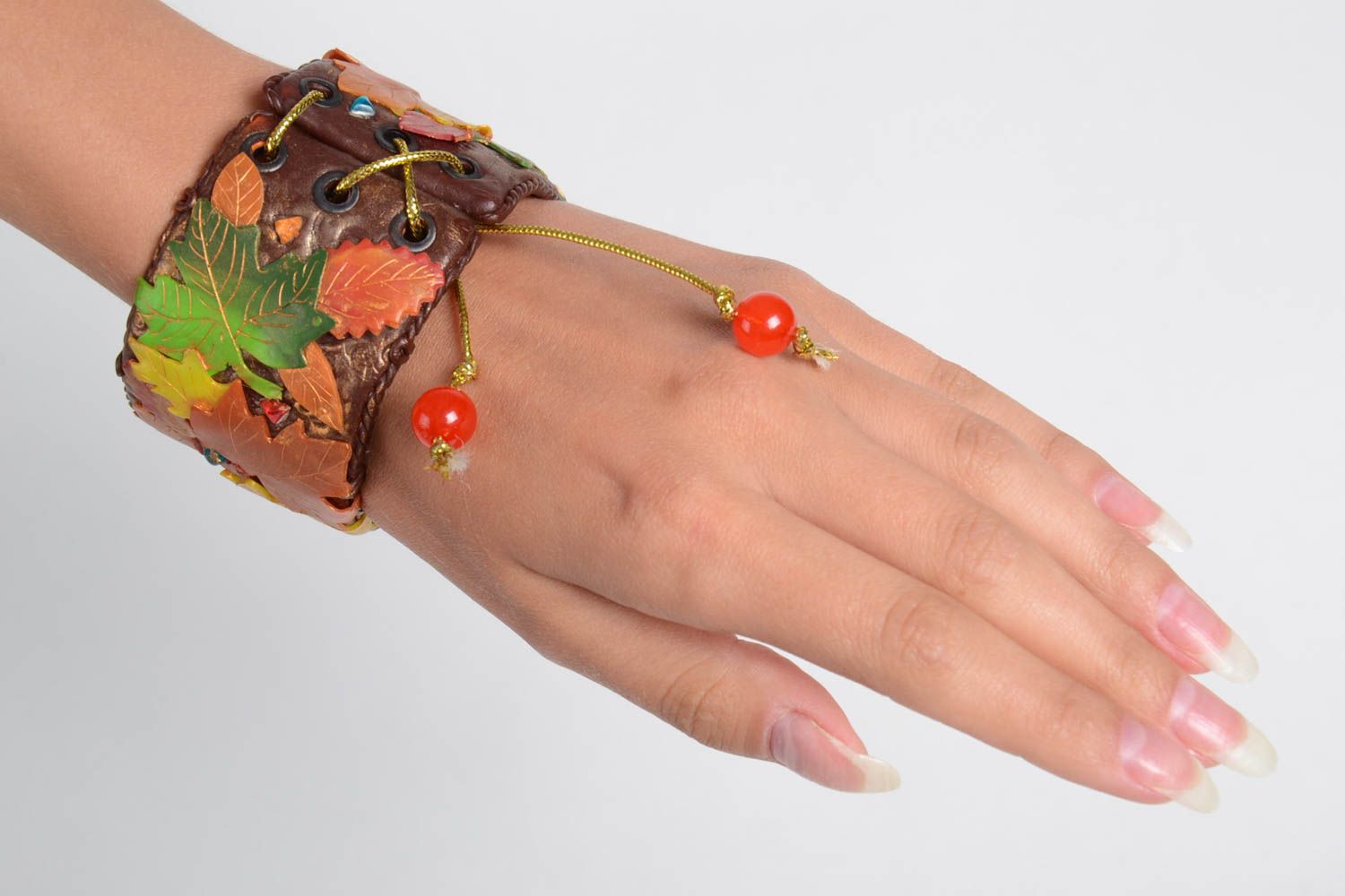 Bracelet large Bijou fait main dans le style automnal Accessoire femme photo 3