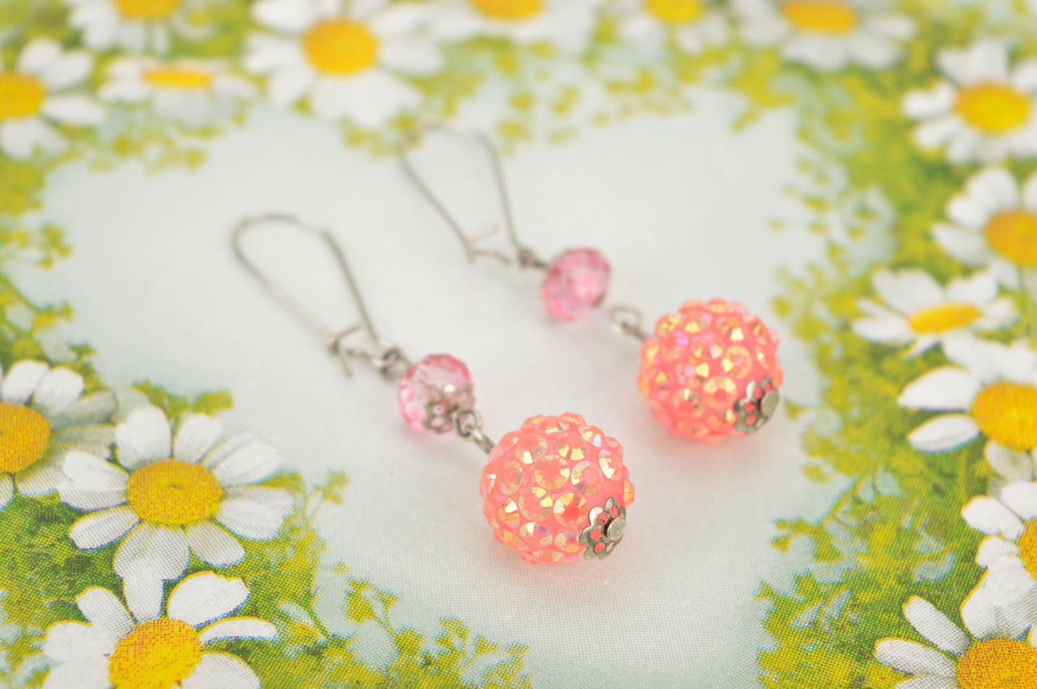 Unusual handmade glass earrings beaded earrings accessories for girls gift ideas photo 1