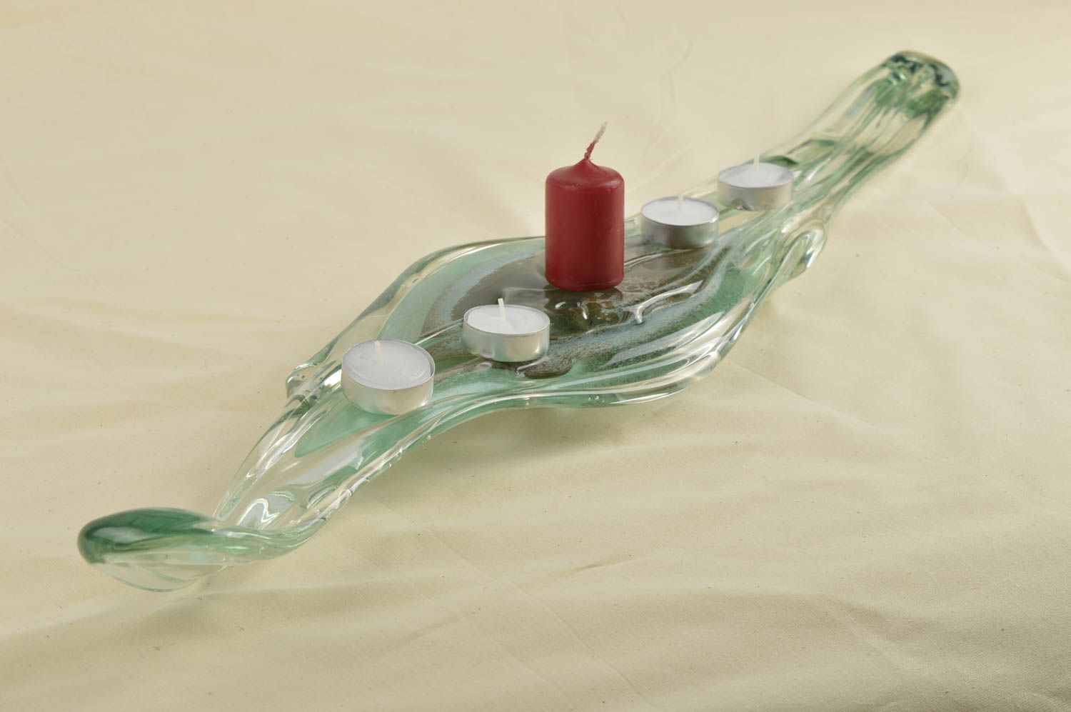 Teelichthalter Glas handmade Designer Kerzenhalter Deko Idee Wohnzimmer Deko foto 1
