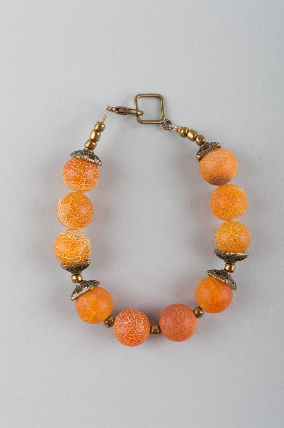Ensemble de bracelet et boucles d'oreilles en agate orange fait main original photo 3