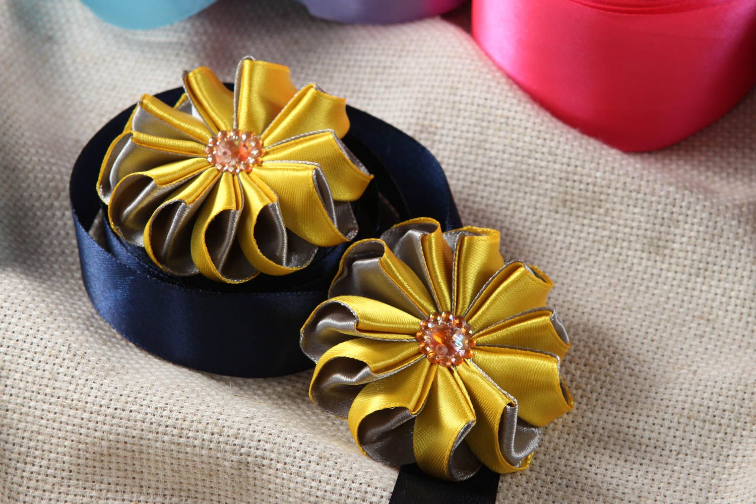 Satin ribbon hair accessory ribbon flowers fabric accessory fittings for jewelry photo 1