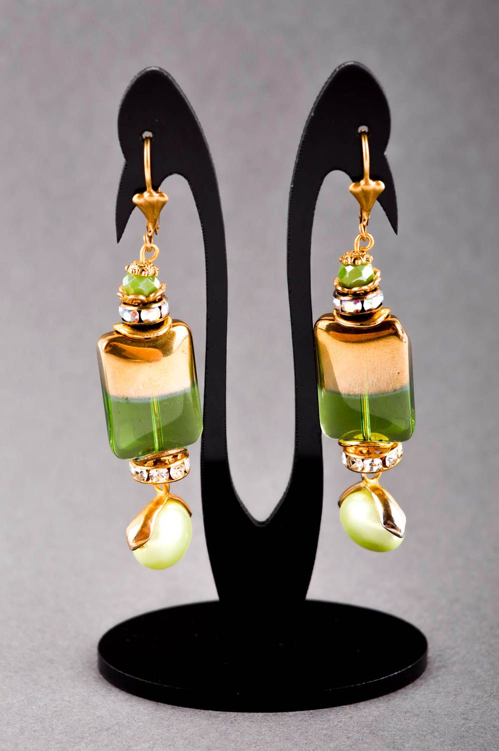 Handmade earrings designer accessory for women unusual earring with stones photo 1