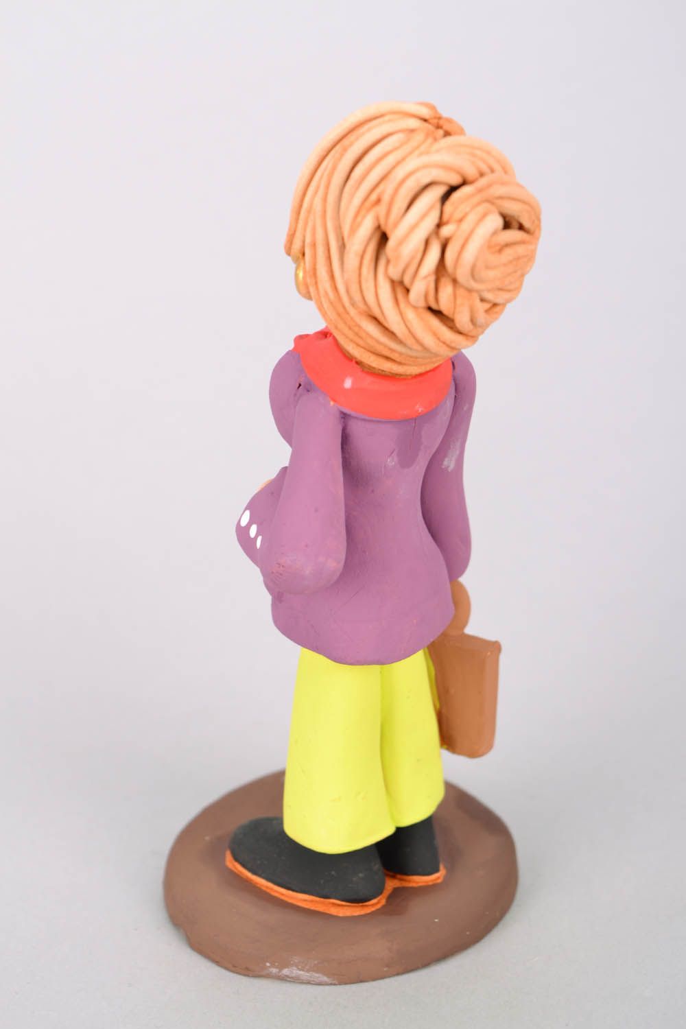 Statuetta simpatica in argilla fatta a mano figurina decorativa in ceramica  foto 5