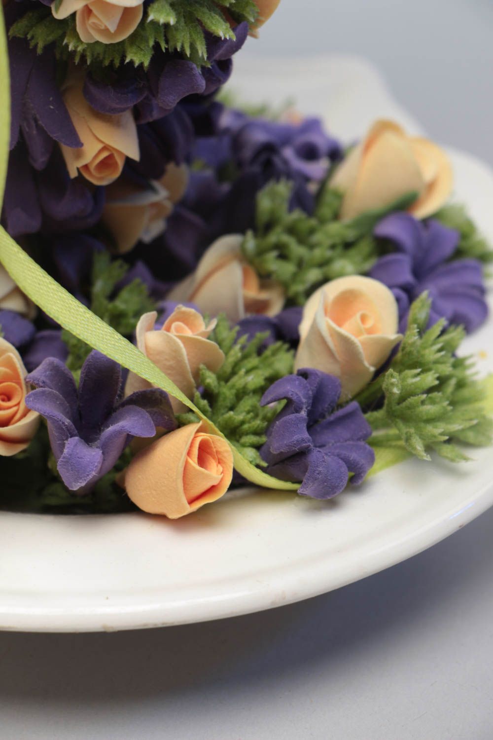 Composition florale décorative en pâte polymère japonaise faite main Tasse photo 3