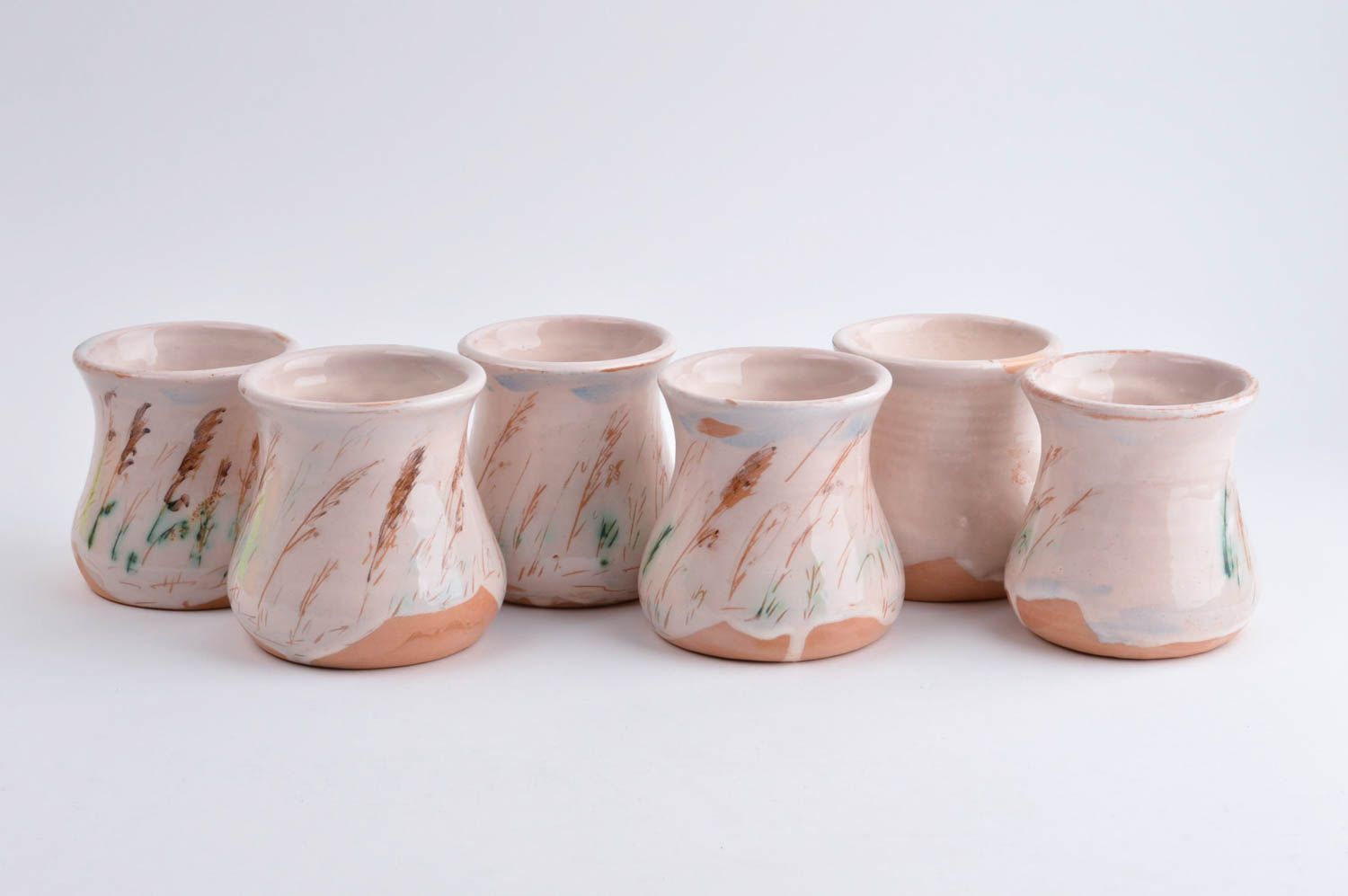 Handgefertigte Becher aus Ton Keramik Geschirr Set Küchen Deko 6 Stück schön foto 2