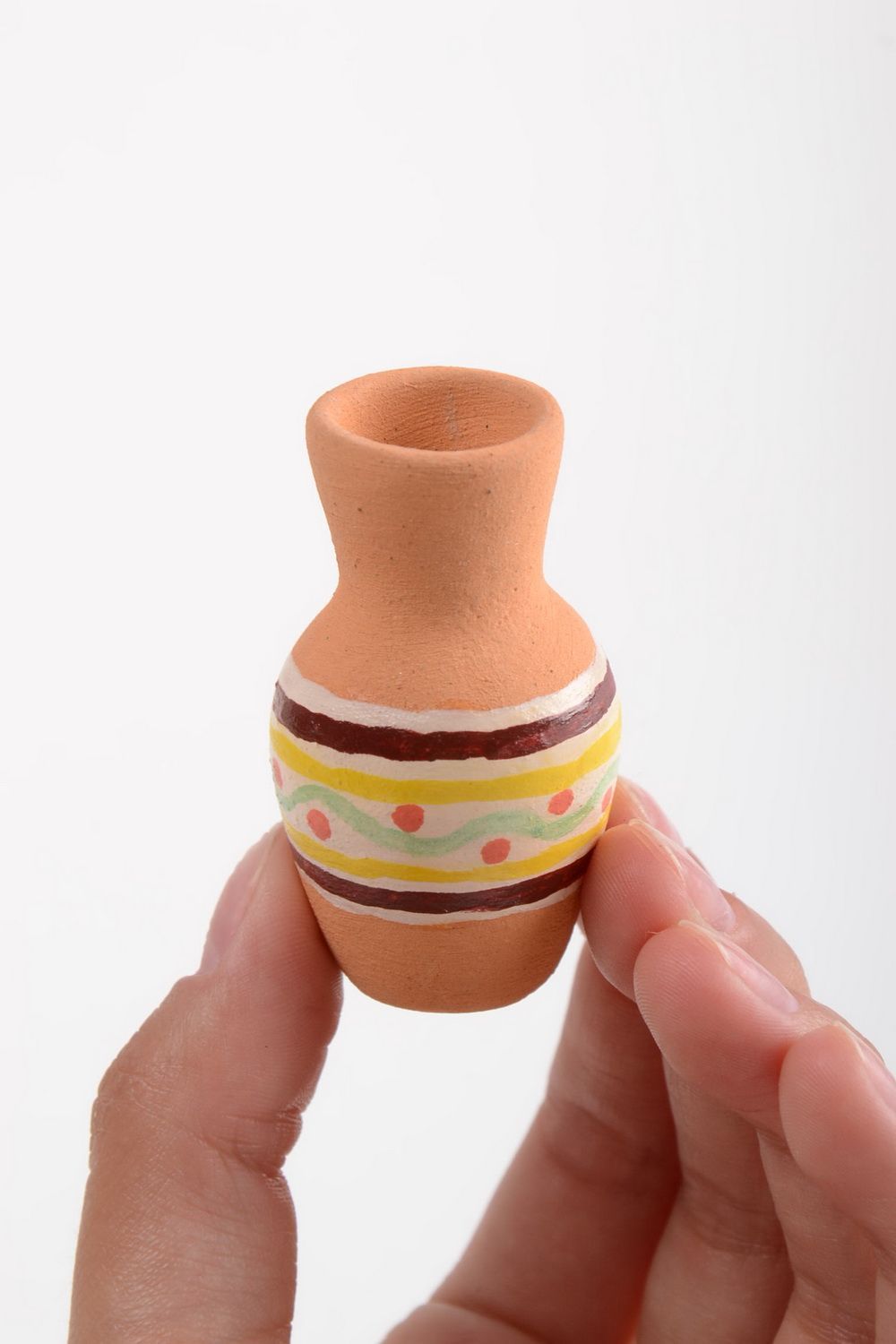 Декоративный глиняный кувшин миниатюрный авторский с росписью ручной работы фото 5
