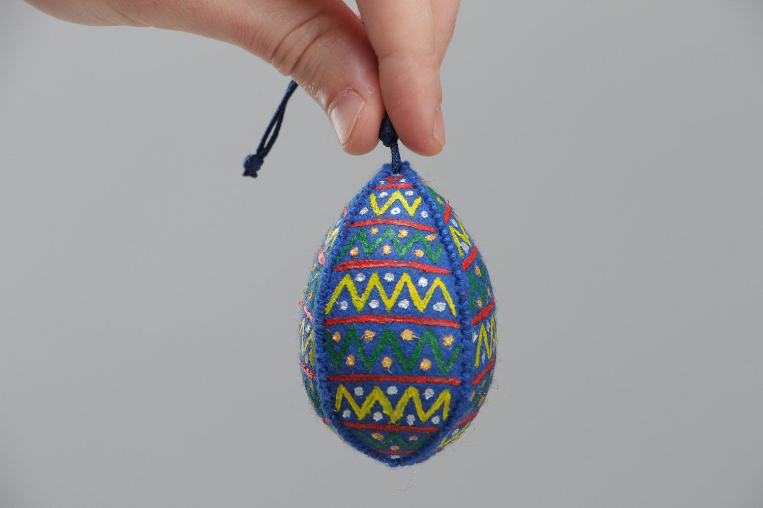 Huevo de Pascua decorado colgante de tela pintado blando original hecho a mano foto 5