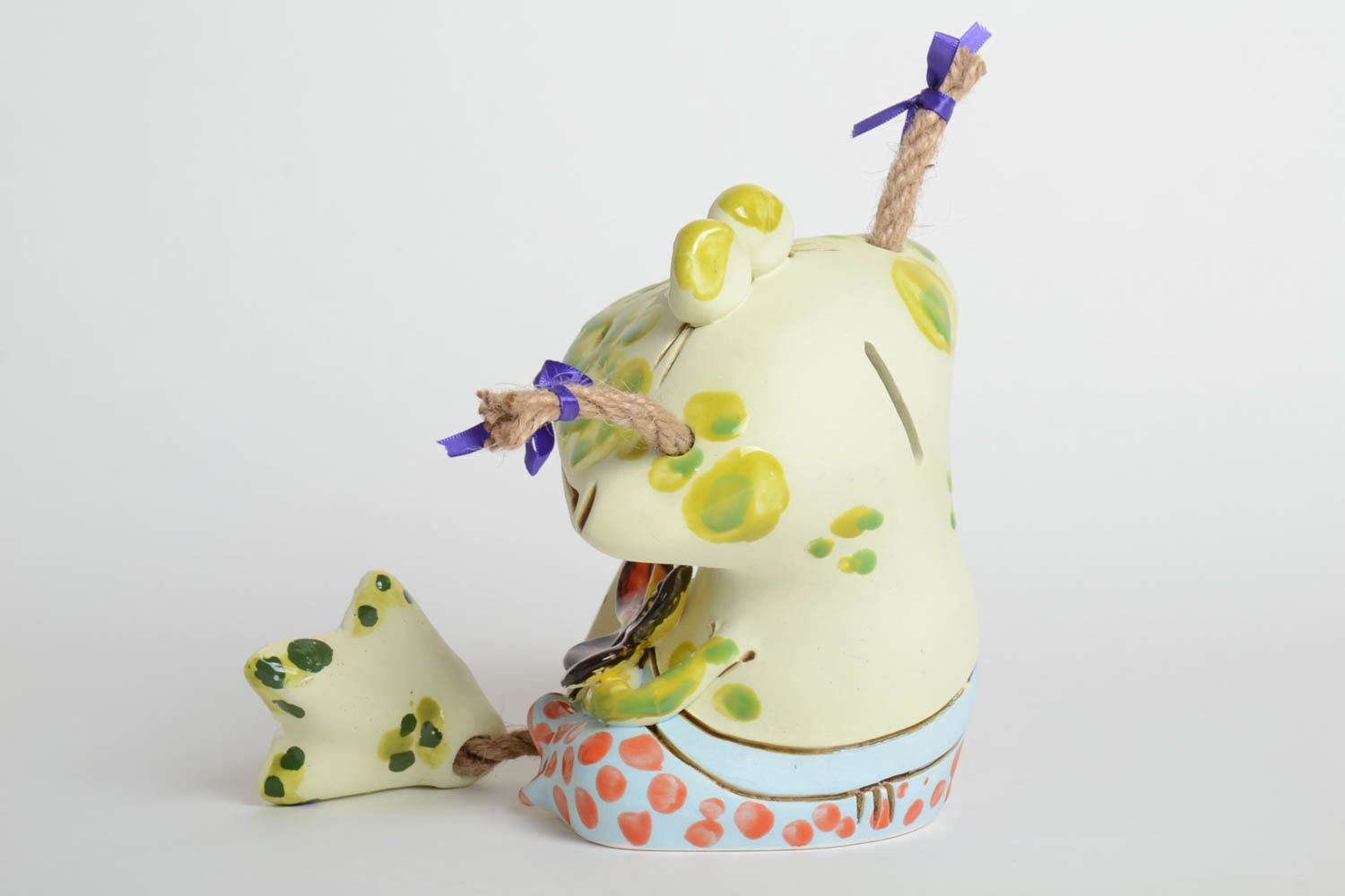 Lustige Spardose handgemachte Keramik Ton Deko Geschenk für Kinder bunt Frosch foto 5