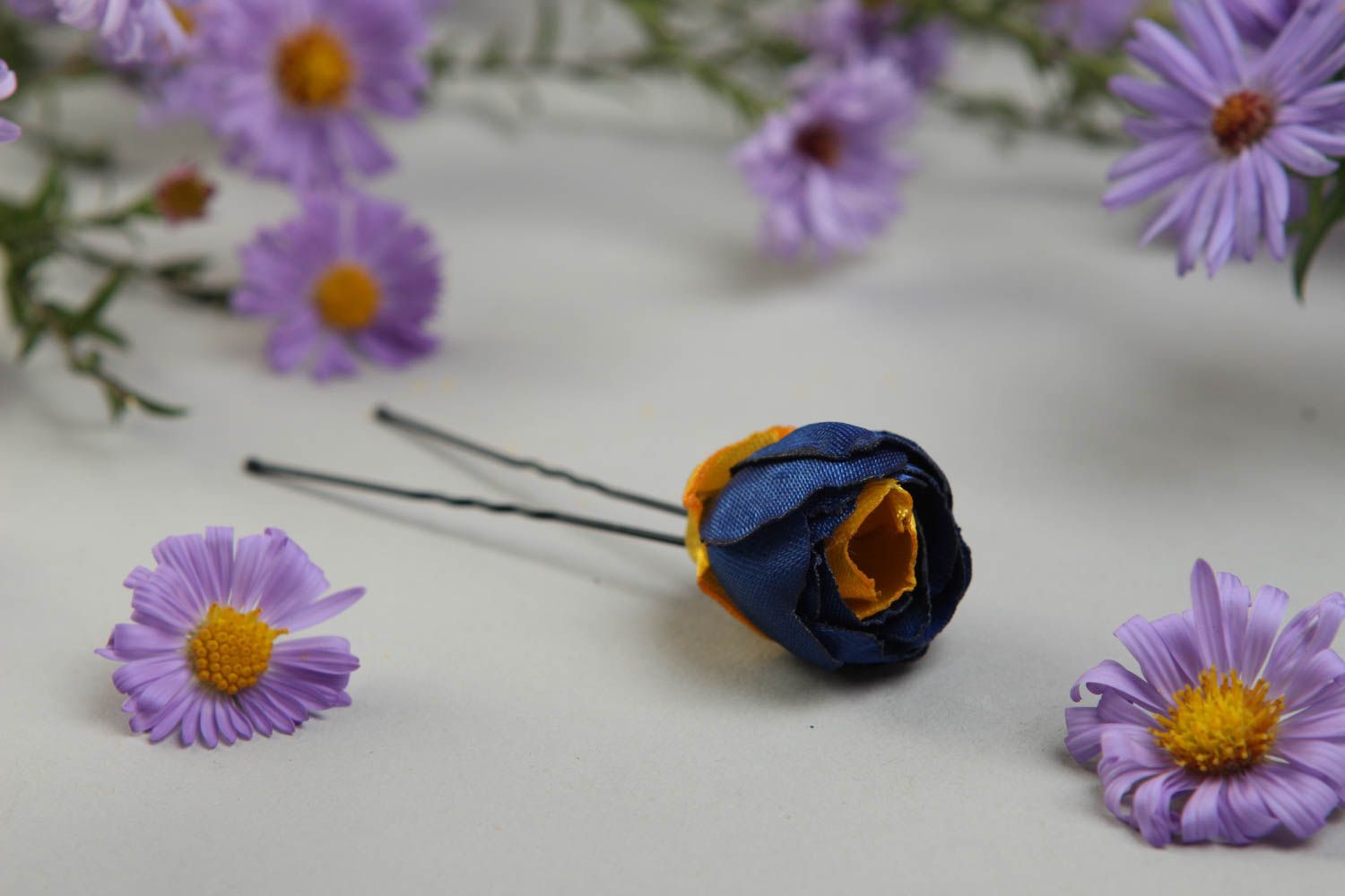 Handmade flower hair pin designer hair accessories hair decorations gift for her photo 1