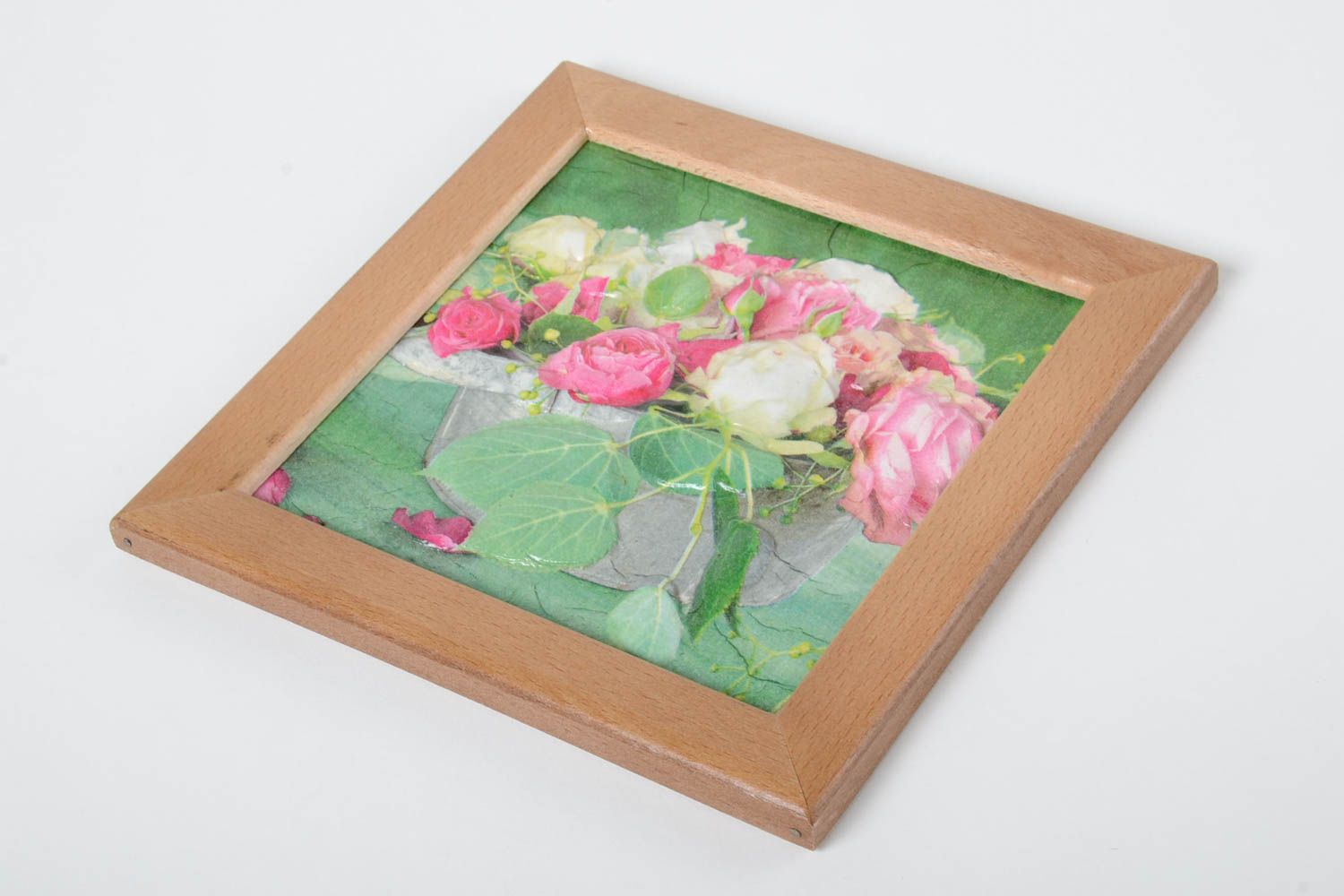 Cuadro de pared con flores hecho a mano decoración de interior regalo original foto 2
