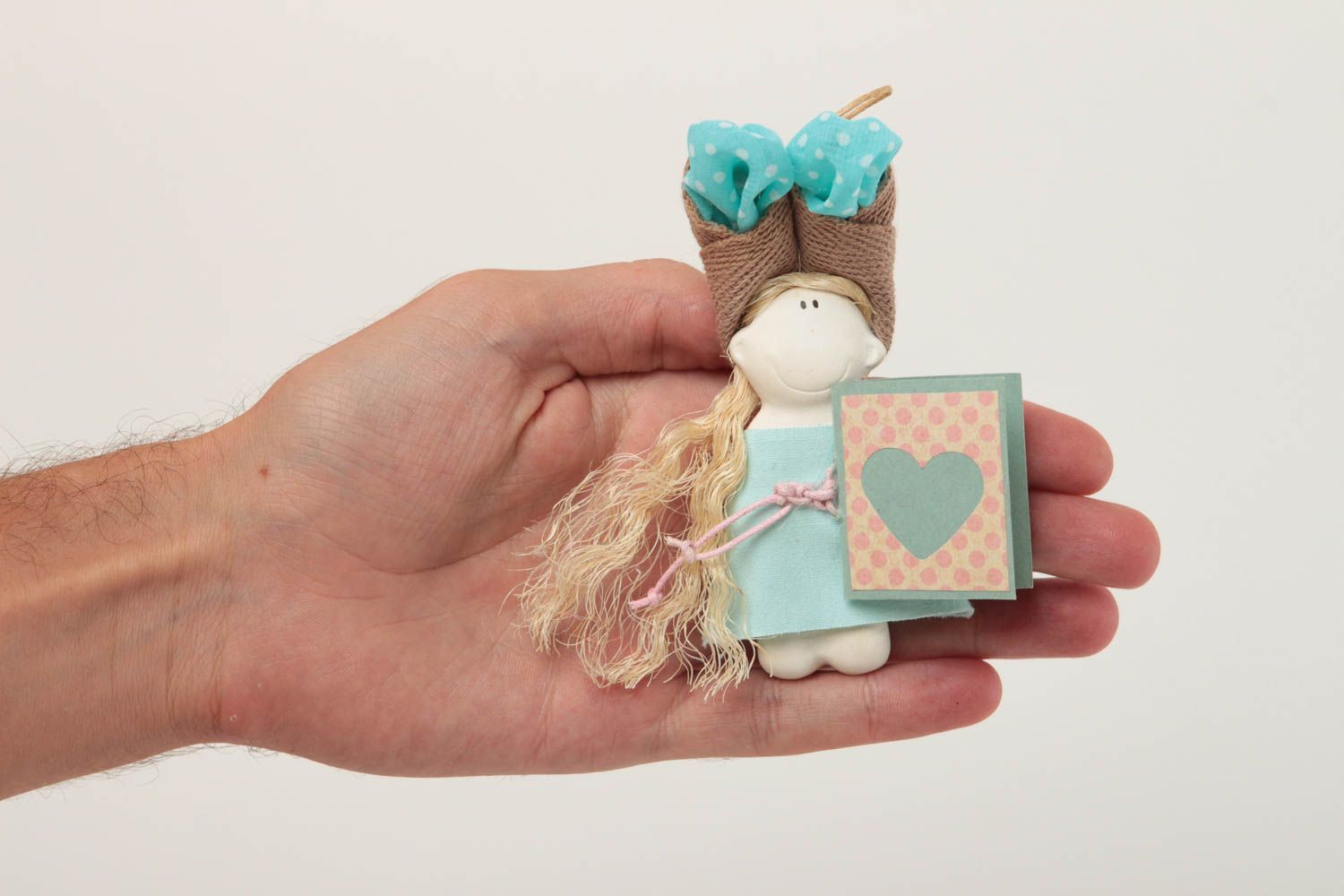 Handmade kleine Puppe Deko zum Aufhängen Designer Geschenk mit Grußkarte foto 5