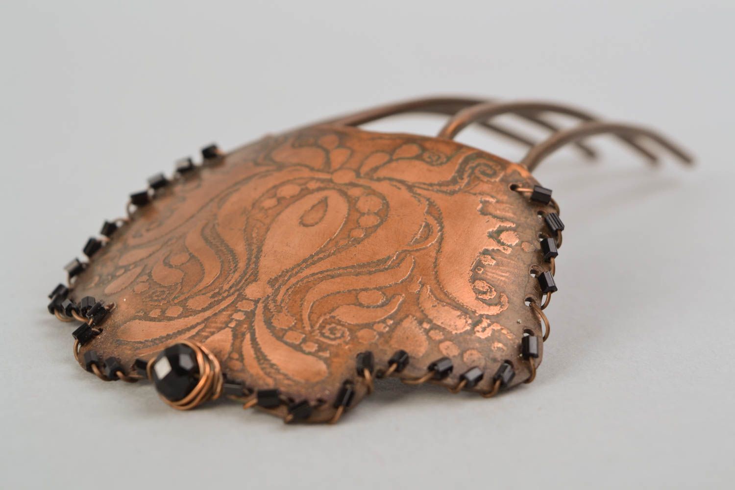 Handgemachter Haarkamm aus Kupfer foto 4