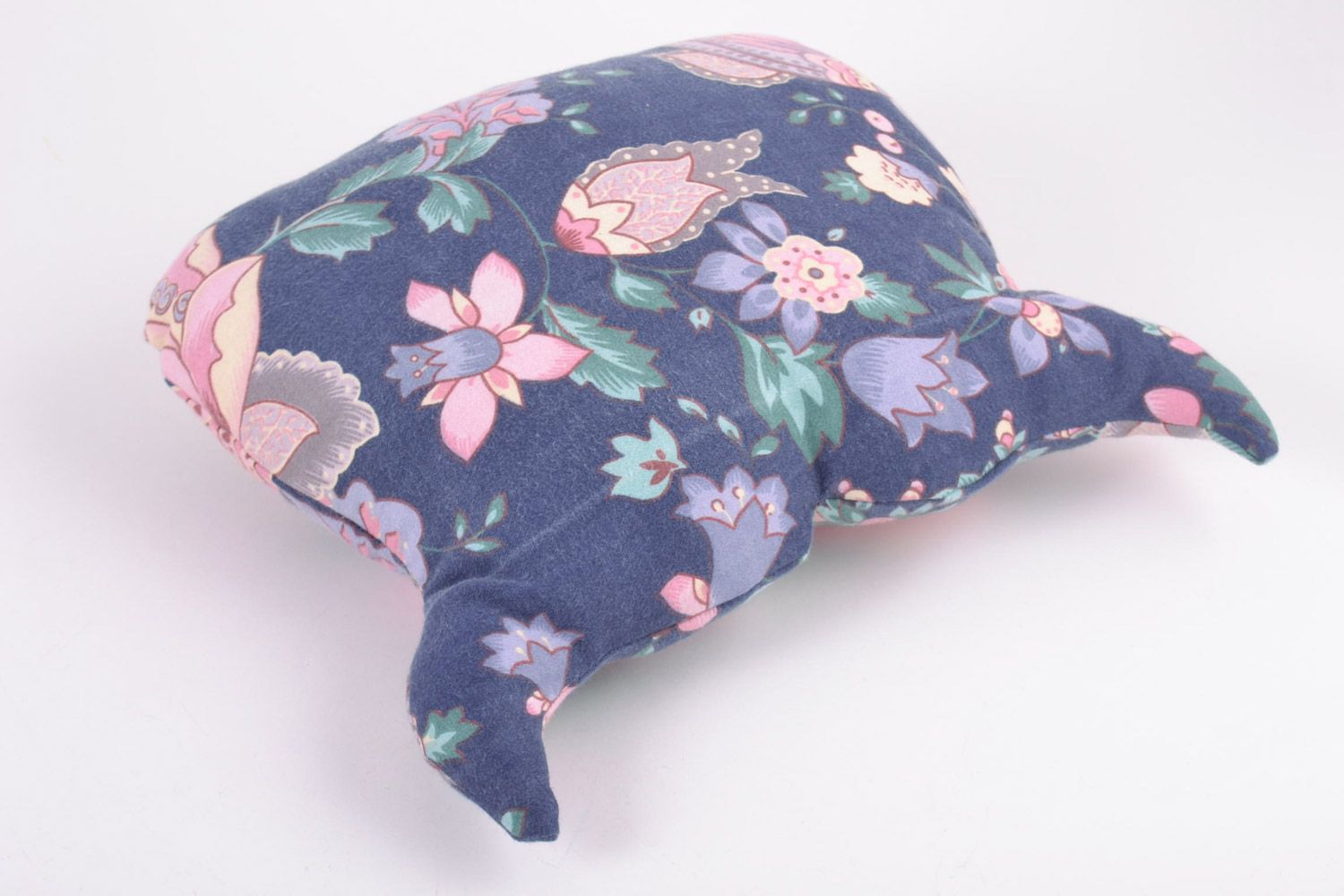 Handmade decorative soft pillow pet sewn of fabric Violet Owl for children photo 4