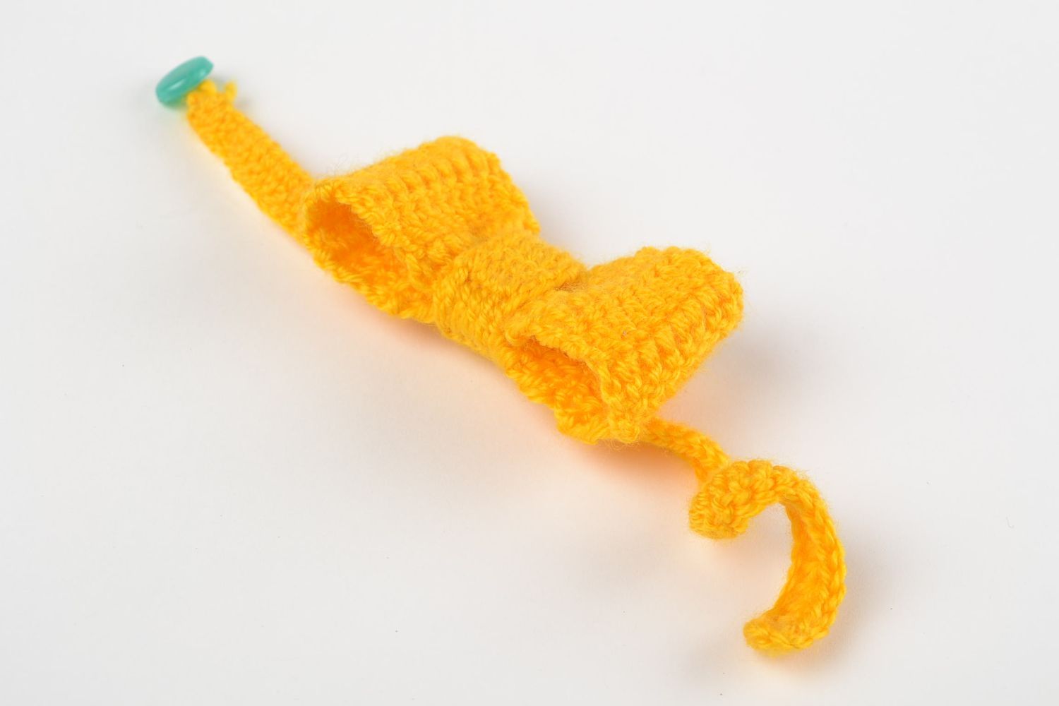 Bonnet tricot fait main Noeud papillon Déguisement enfant jaune vert acrylique photo 4