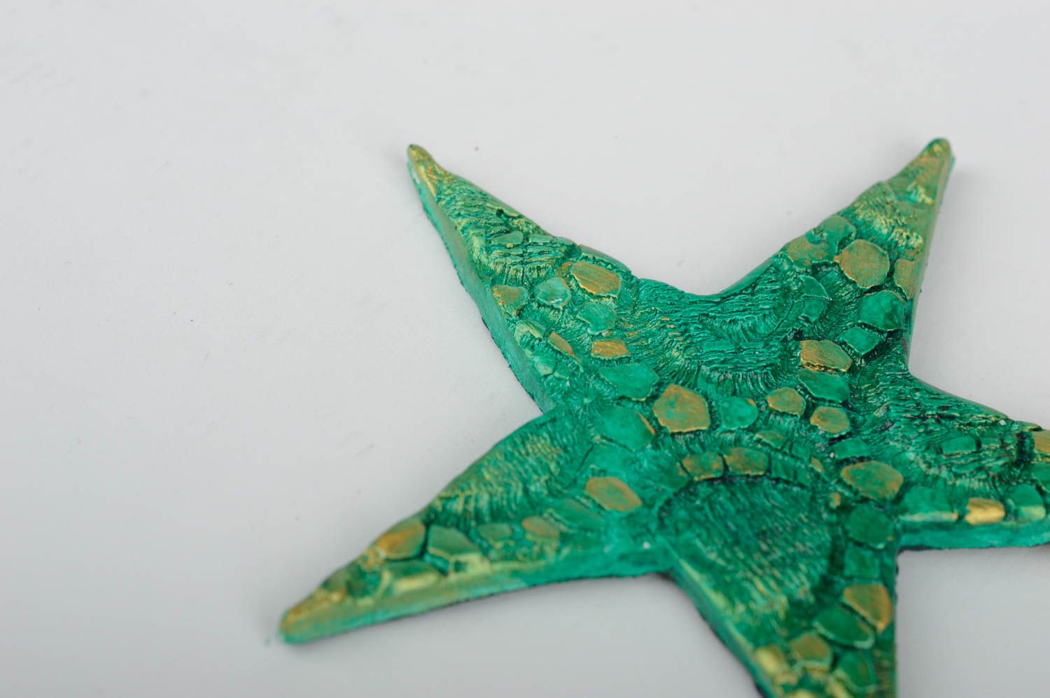 Игрушка на елку хэнд мэйд декор для дома игрушка из глины Зеленая звезда фото 5