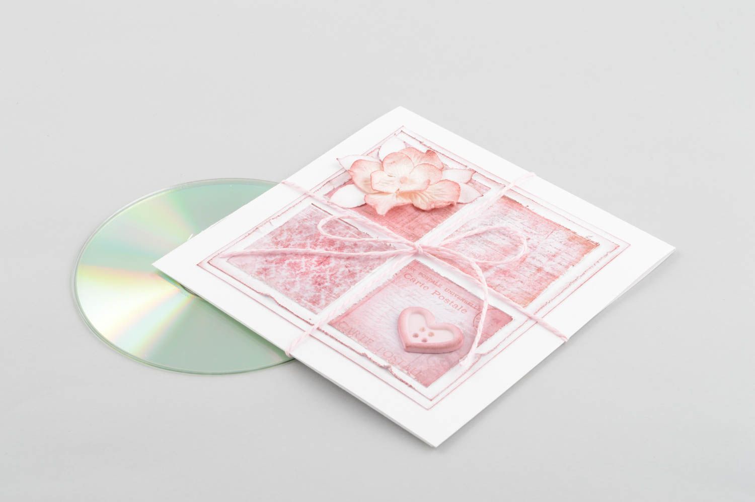 Handmade Papier CD Hülle kreatives Geschenk schöne Verpackung rosa hübsch foto 2