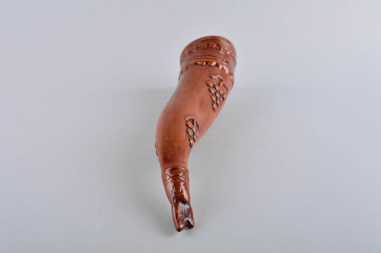 Corno in ceramica fatto a mano decorativo calice in argilla utensili da cucina foto 4