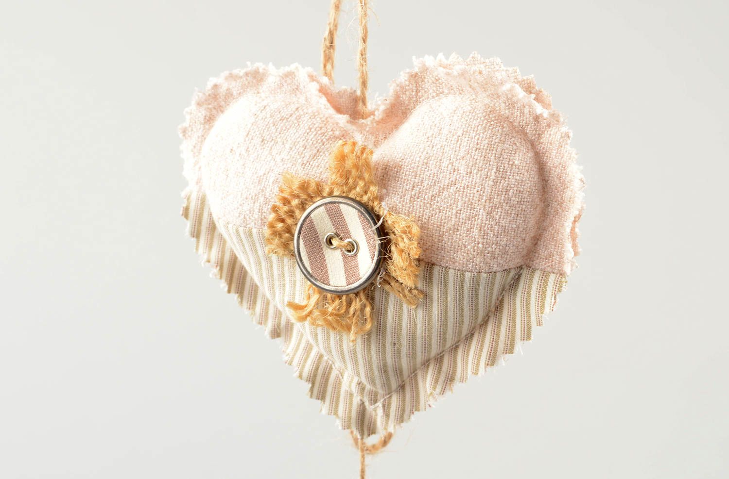Coeur à suspendre en tissu fait main Suspension décorative Décoration maison photo 1