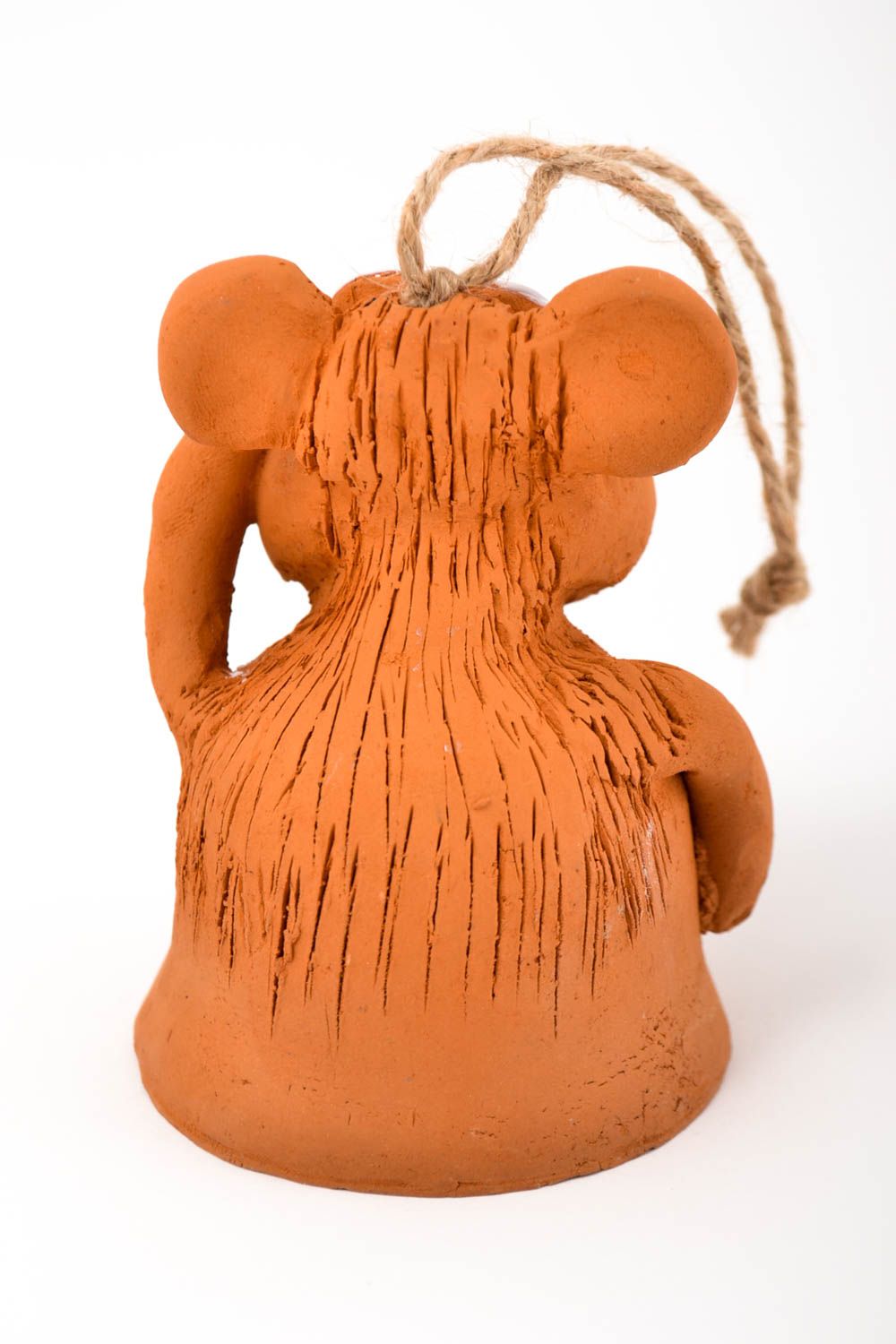 Керамика ручной работы колокольчик из глины фигурка колокольчик обезьянка  фото 5