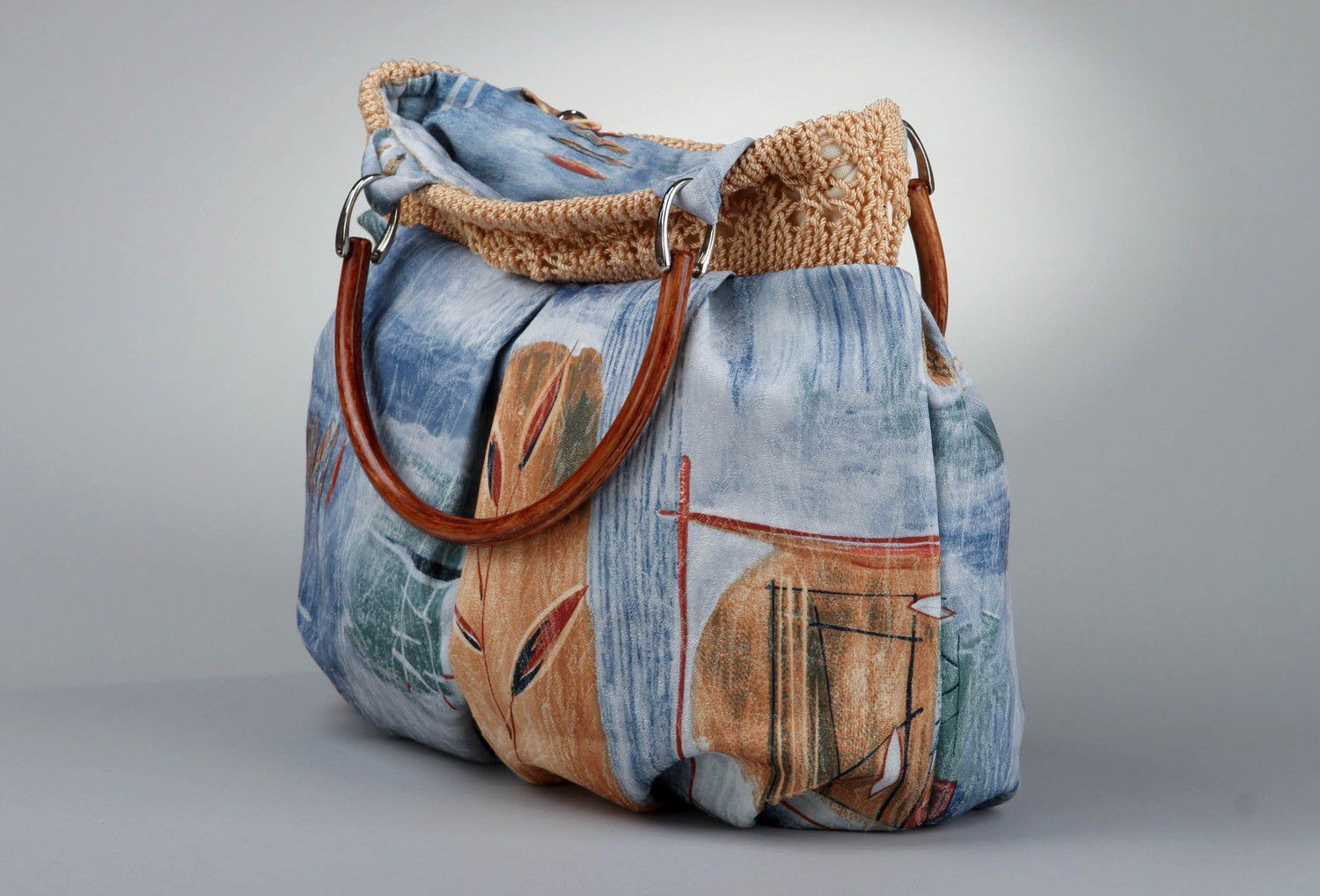 Bolsa textil azul de mujer foto 1