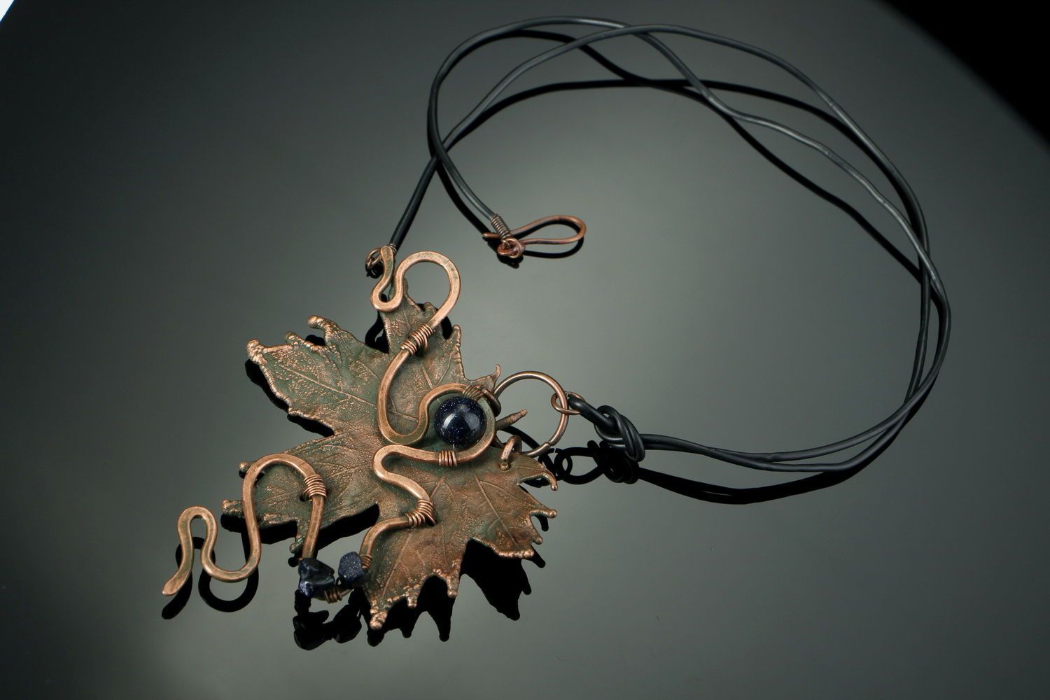 Copper pendant with aventurine Cairo night photo 3