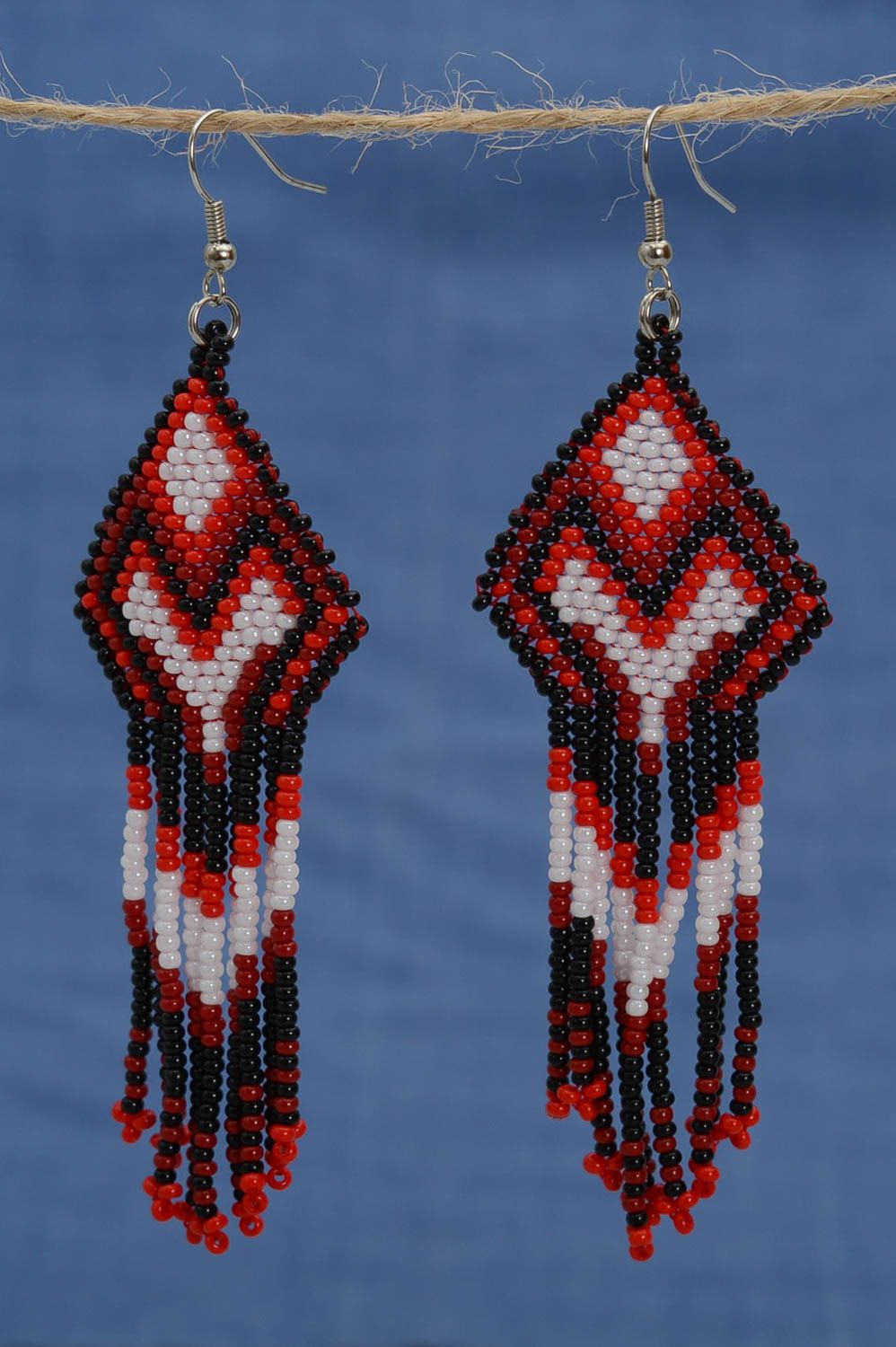 Handmade jewelry seed bead earrings stylish accessories beaded jewelry photo 1