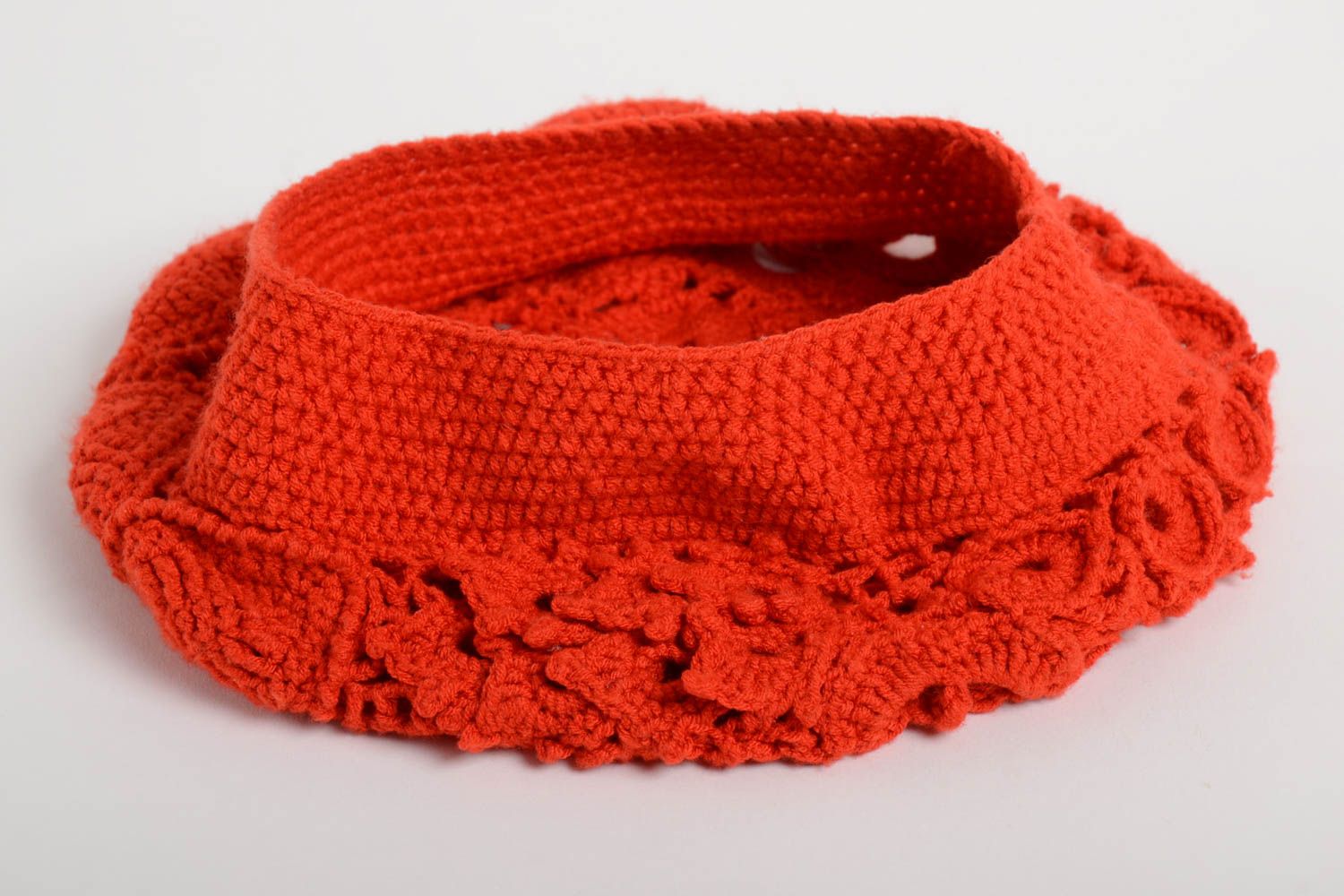 Bonnet tricot fait main Accessoire d'hiver tricoté orange Accessoire femme photo 3