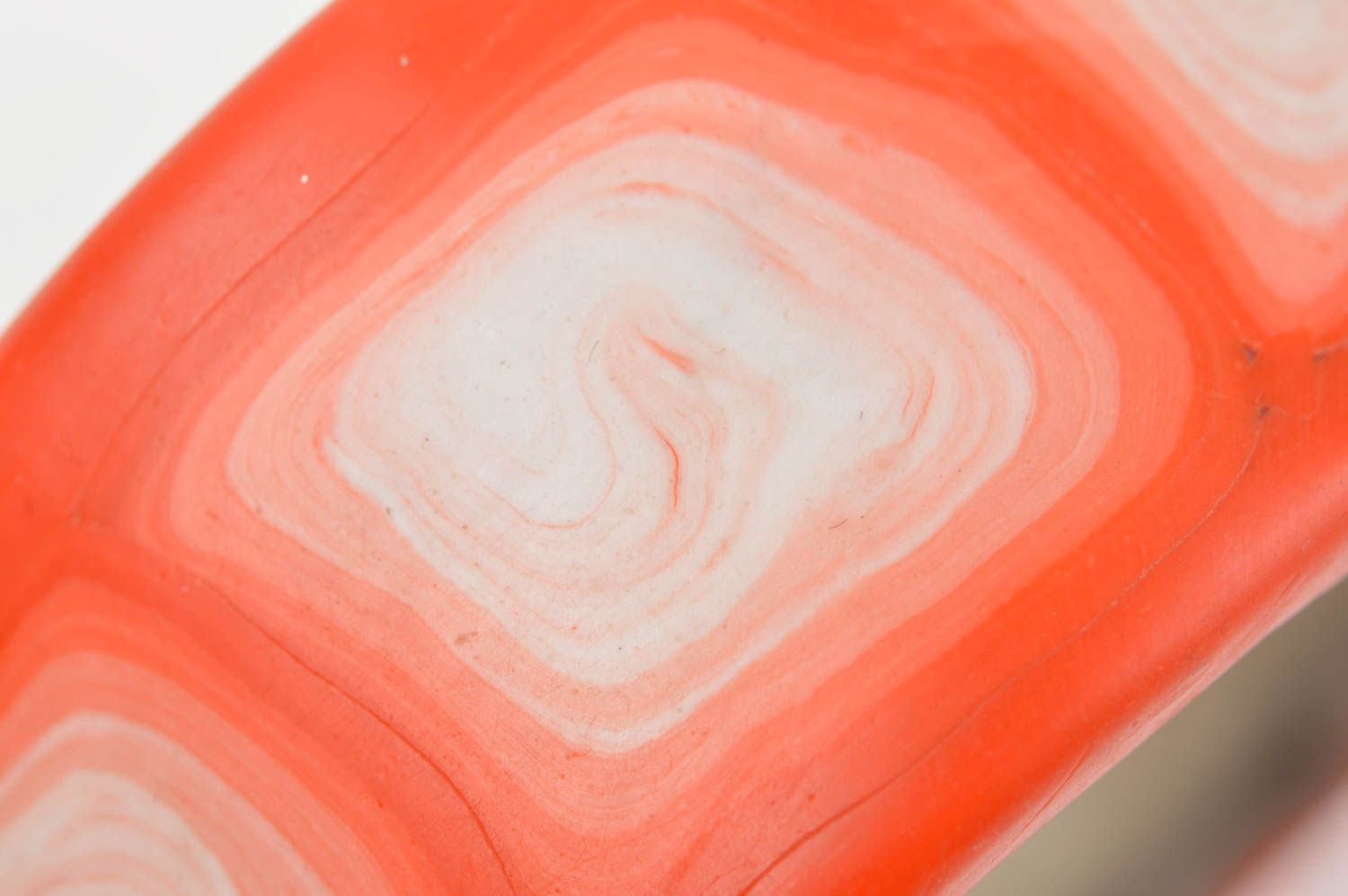 Браслет из полимерной глины широкий яркий женский ручной работы оранжевый фото 5
