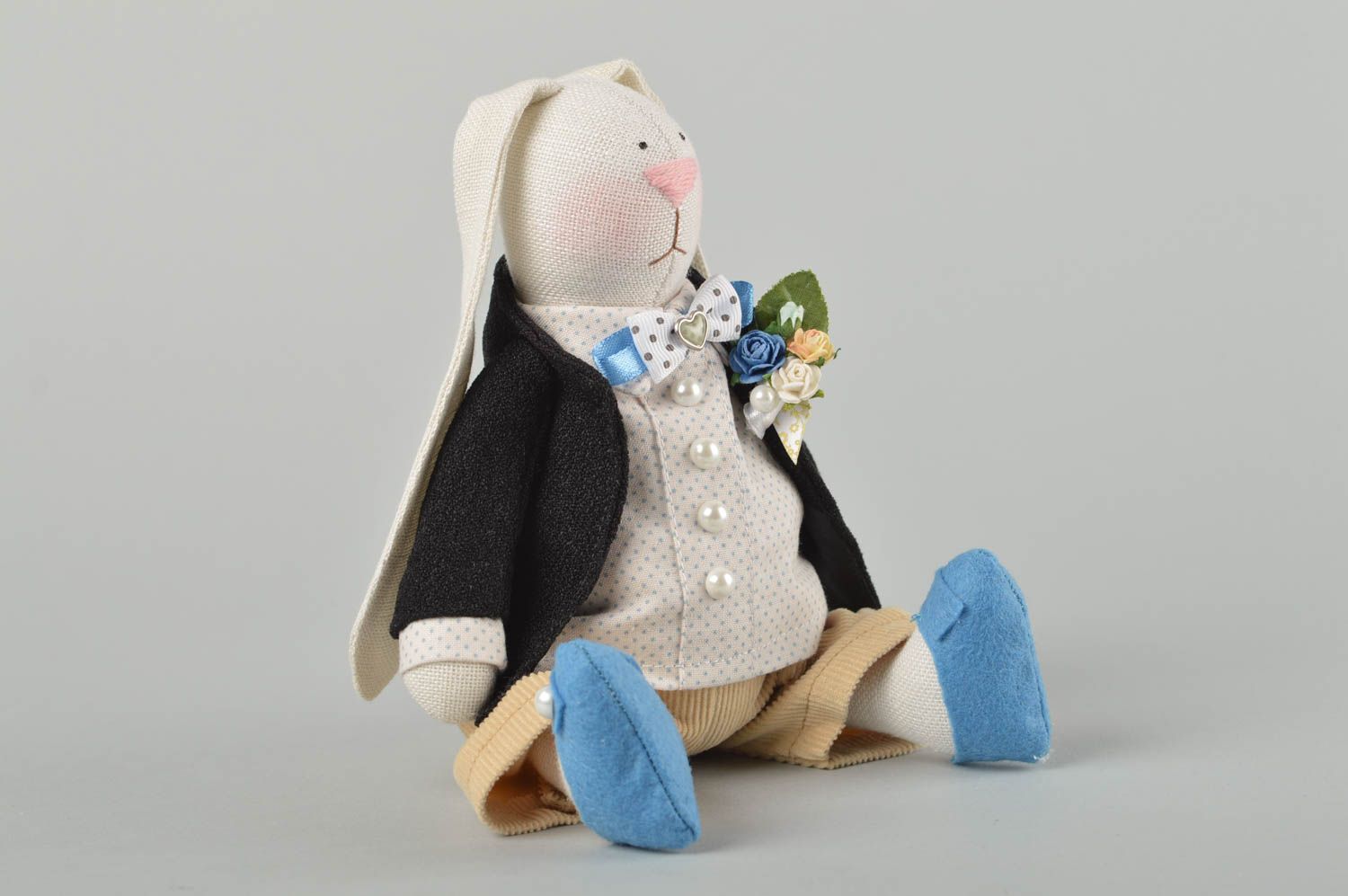 Muñeco de tela hecho a mano decoración de hogar regalo para novios Conejo  foto 2
