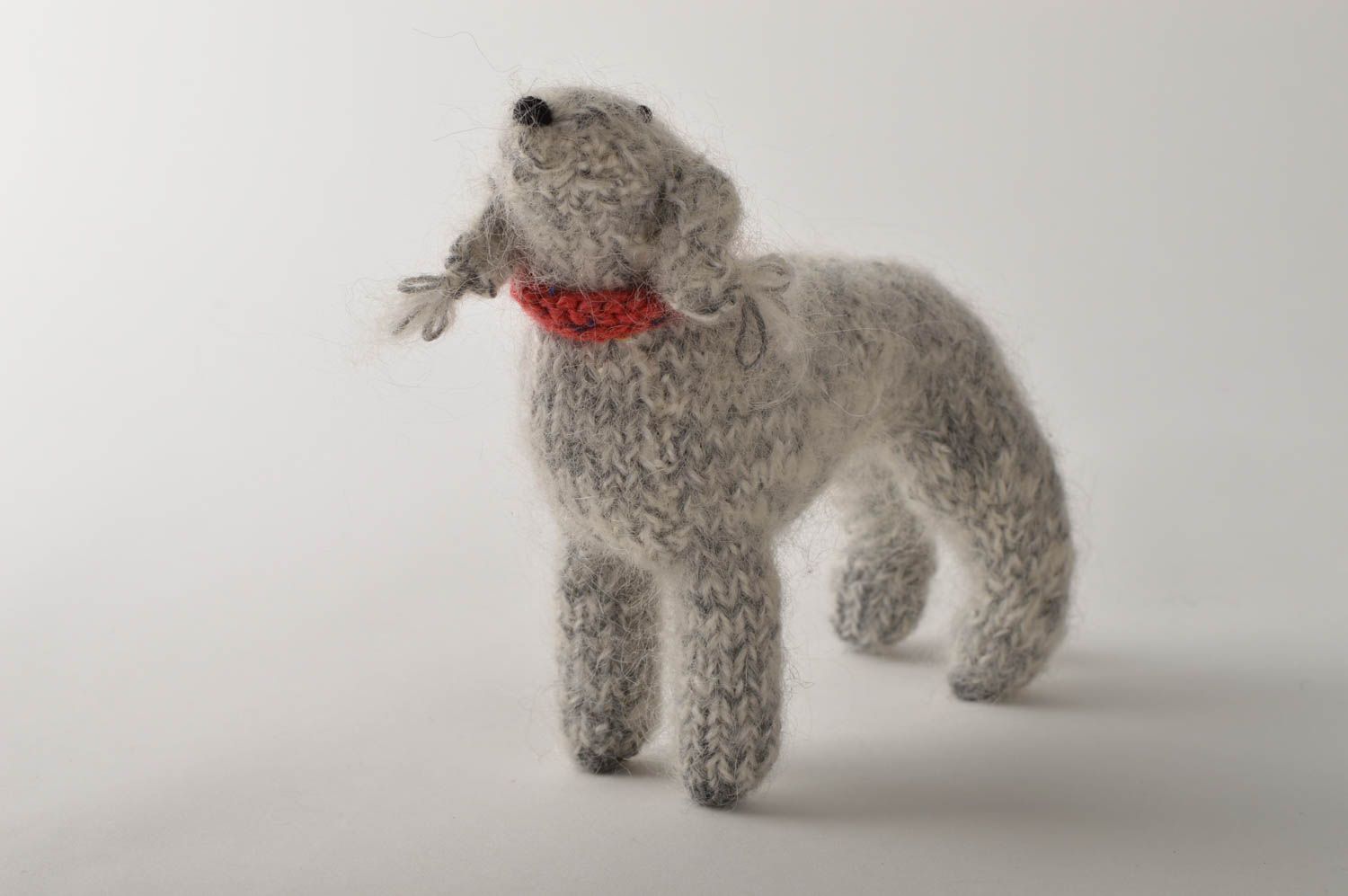 Muñeco artesanal juguete tejido regalo original perrito Bedlington terrier foto 4