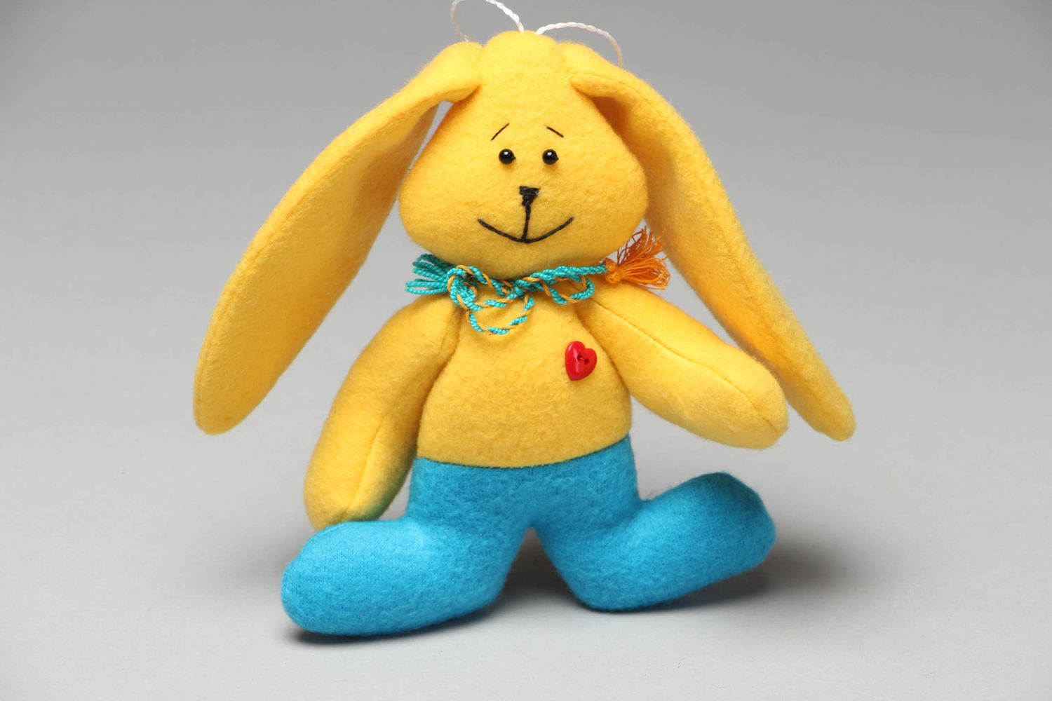 Handmade soft fabric toy pendant Bunny photo 1