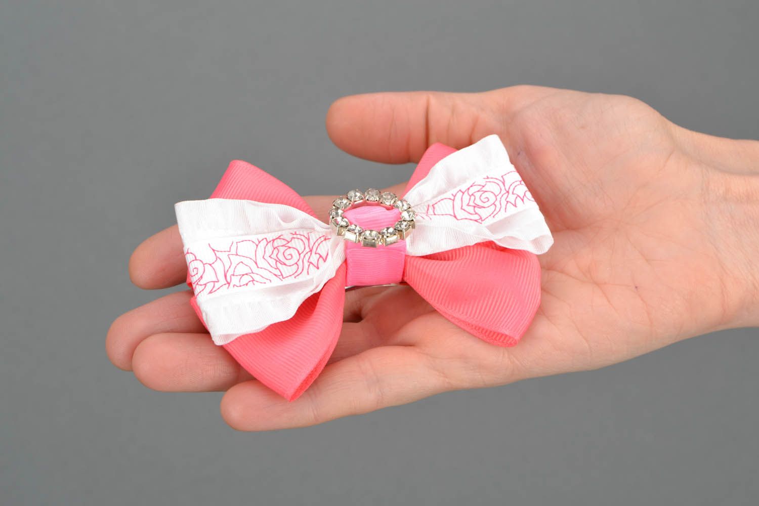 Homemade automatic hair clip with a bow Tenderness photo 2