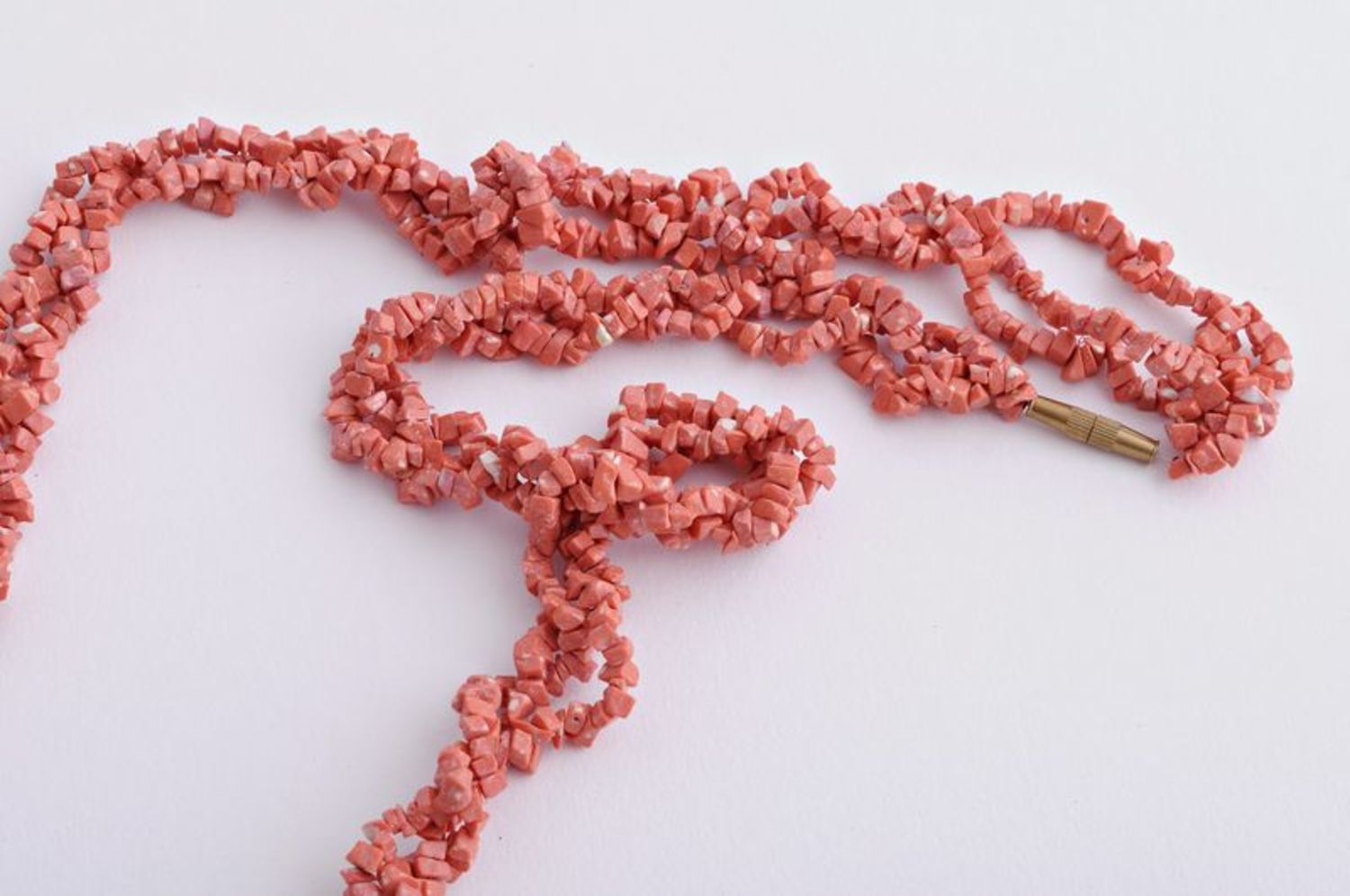 Coral long beaded necklace photo 1