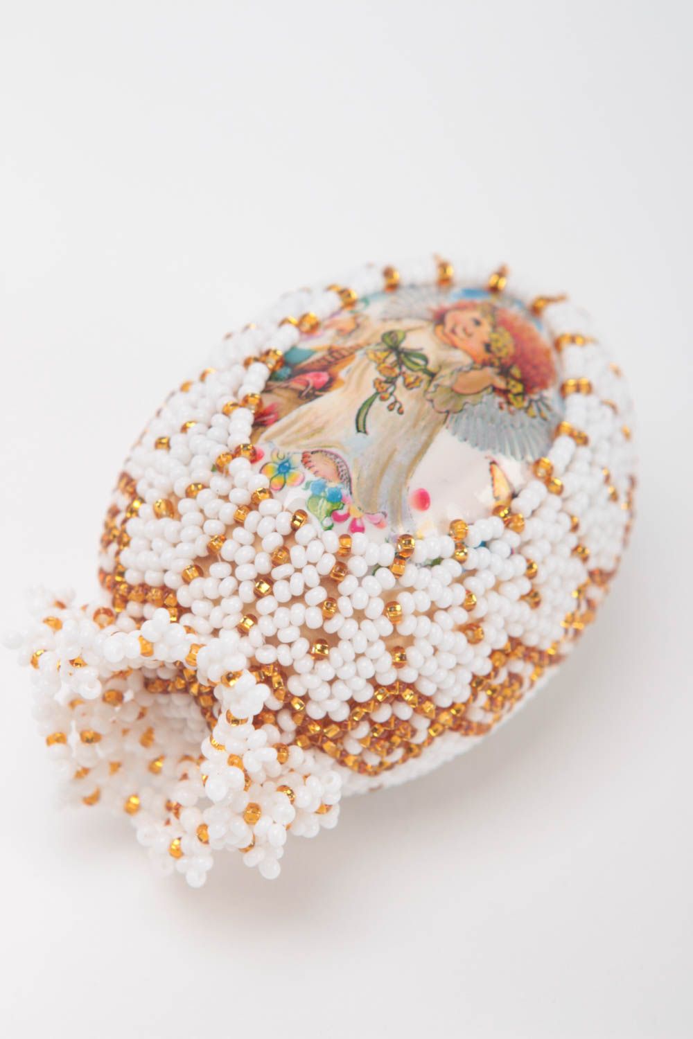 Uovo decorato con perline fatto a mano decorazione pasquale idea regalo foto 4