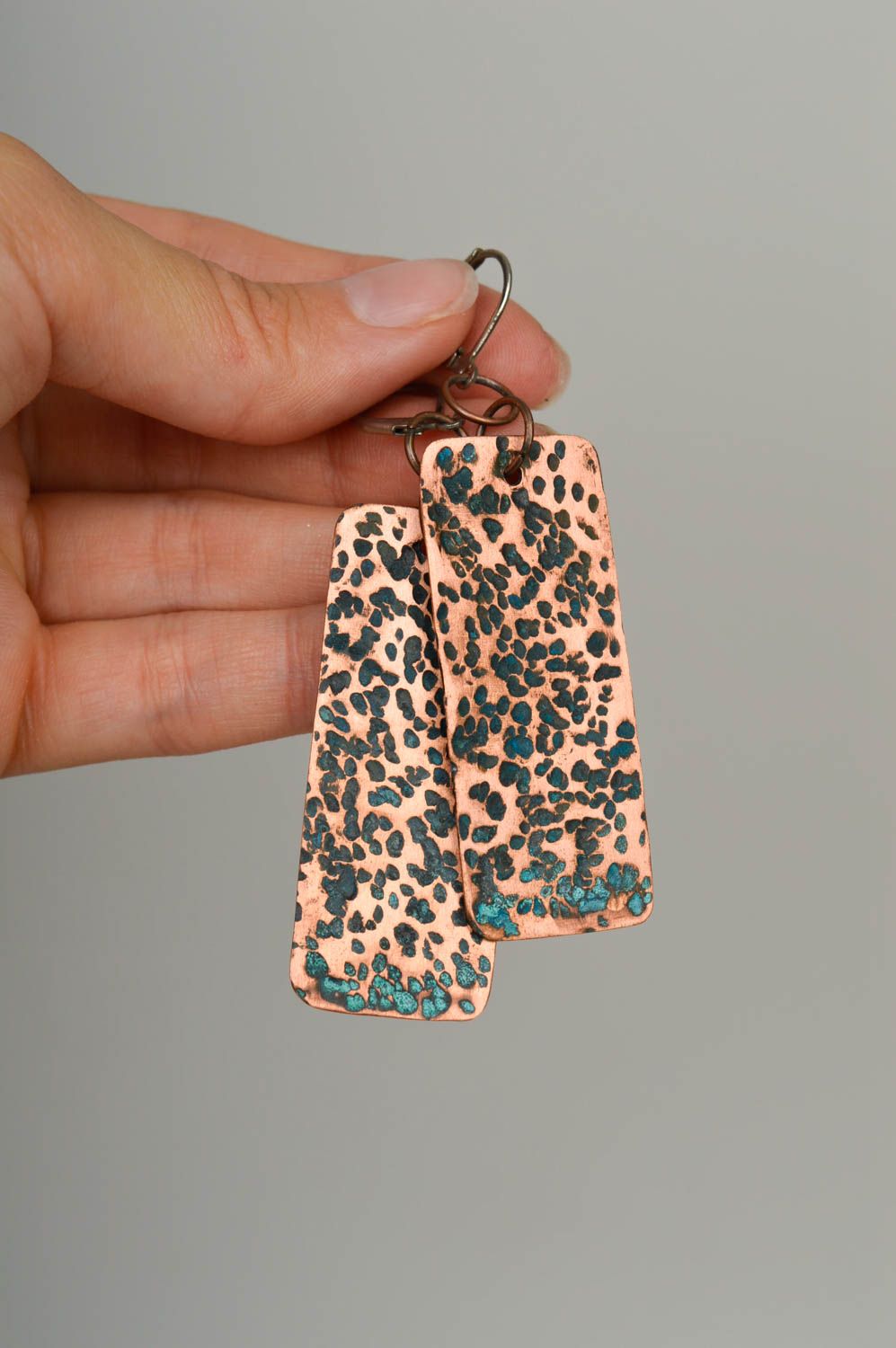 Handmade designer copper earrings dangling metal earrings stylish accessory photo 1