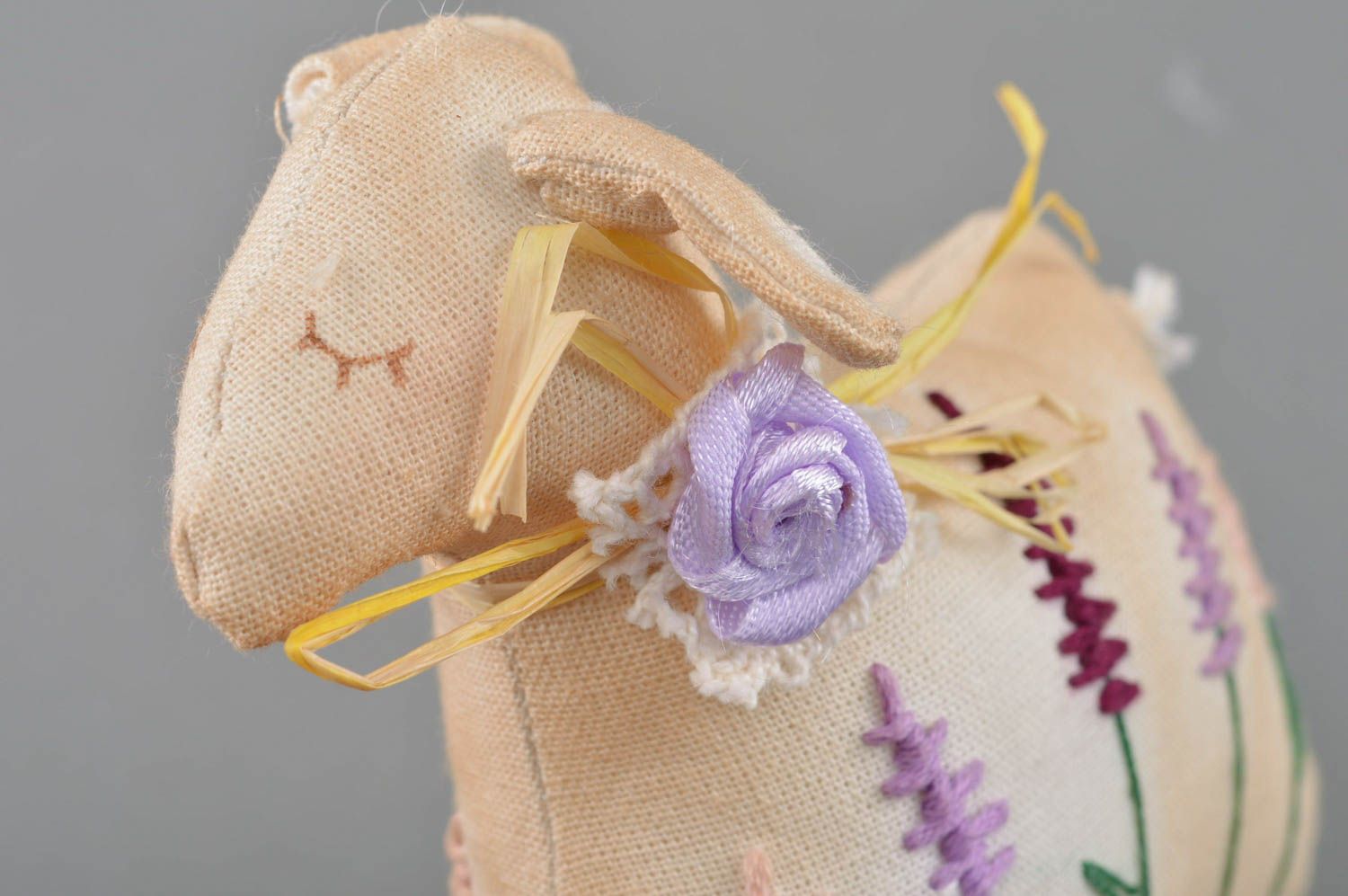 Designer interior handmade toy in the form of cotton lamb for home decoration photo 2