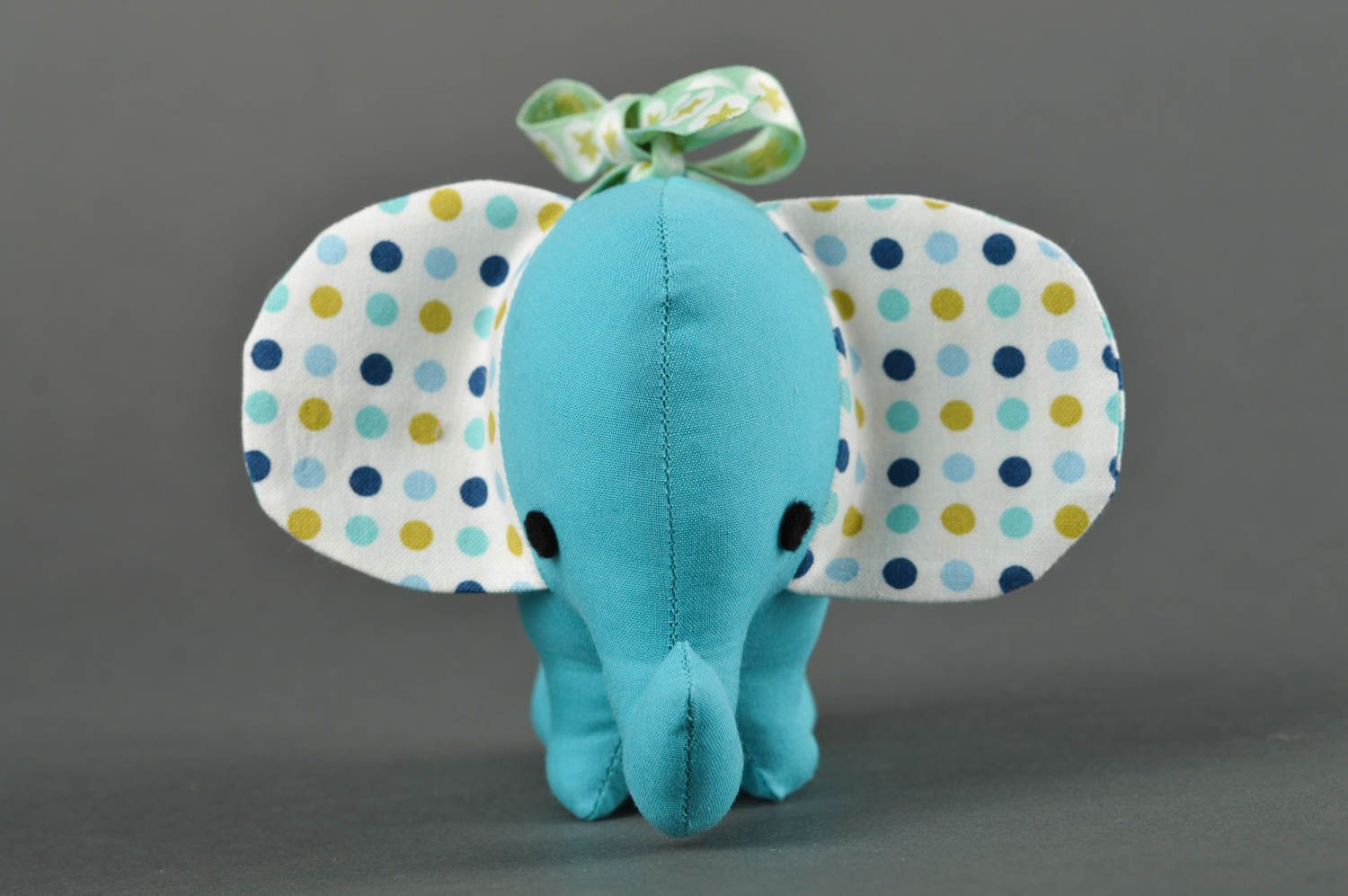 Игрушка слон ручной работы интересный подарок интерьерная игрушка голубая фото 2