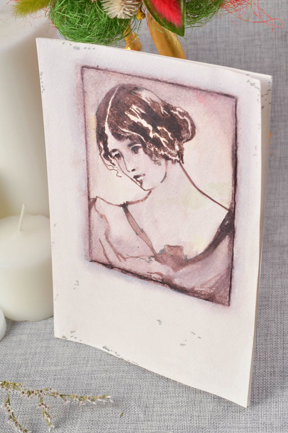 Tarjeta personalizada regalo original con un retrato postal hecha a mano foto 1