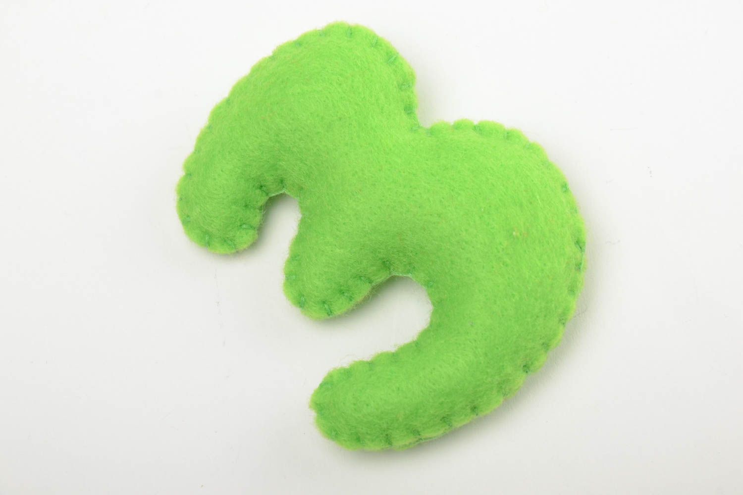 Handmade small green felt educational soft toy number 3 for count studying photo 3