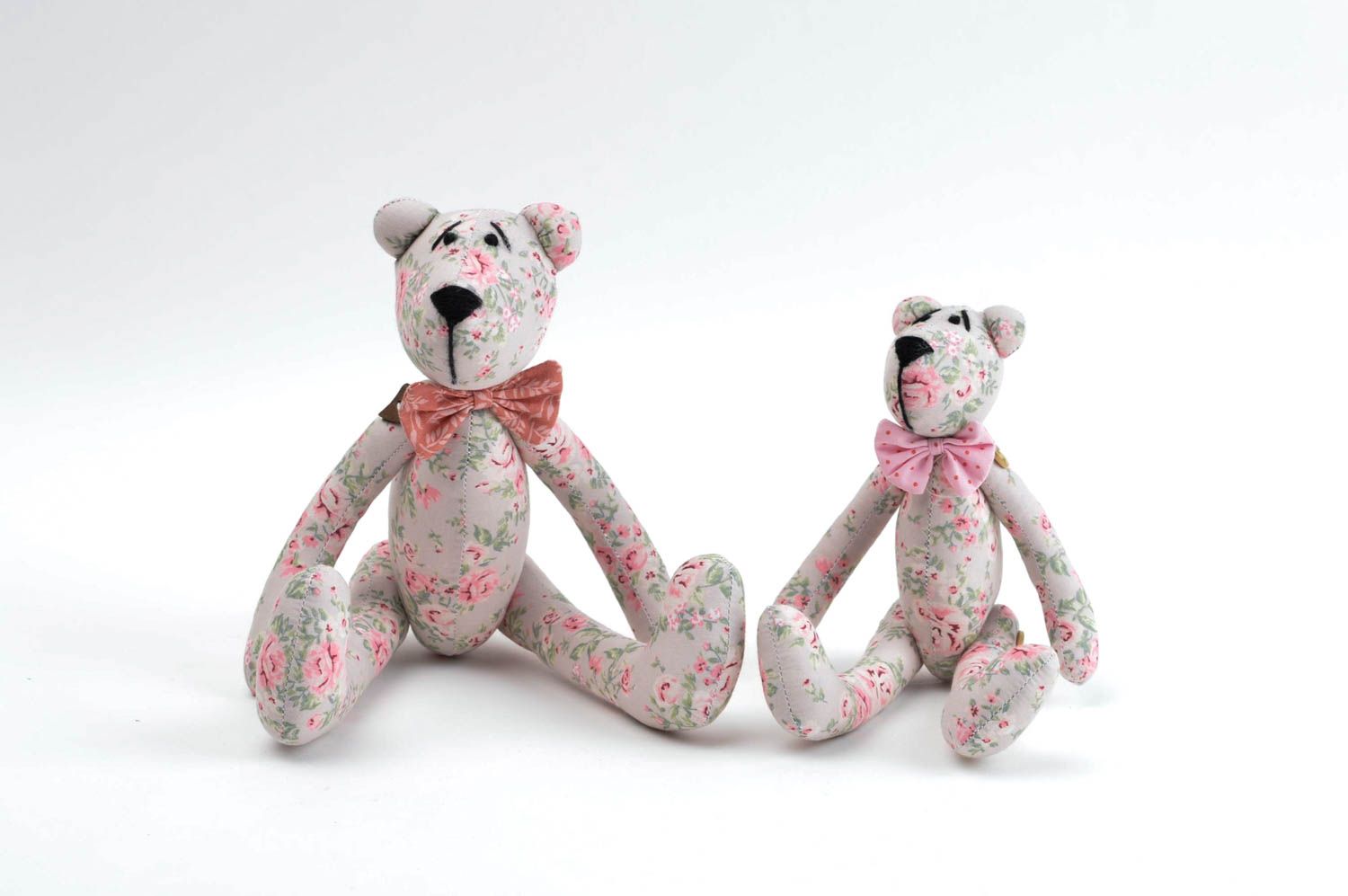 Conjunto de 3 juguetes de tela osos de peluche hechos a mano regalos para niños foto 3