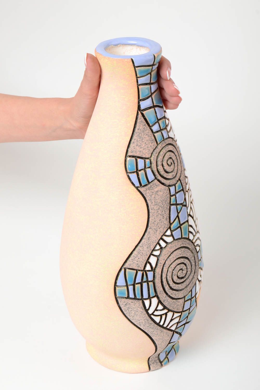 Dekorative Vase aus Porzellan bemalt Handarbeit 2500 ml Haus Dekoration foto 5