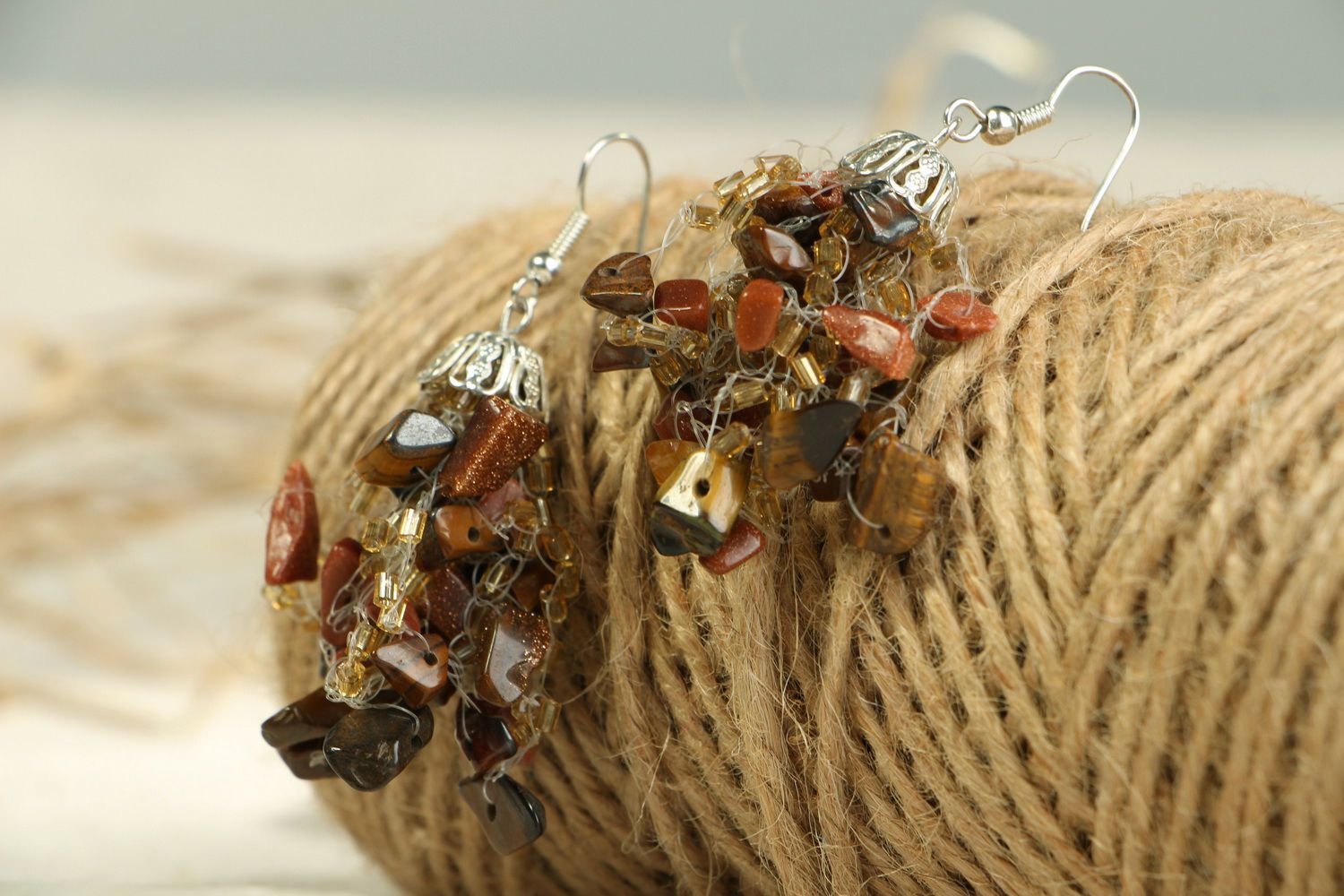 Earrings with natural stones photo 4