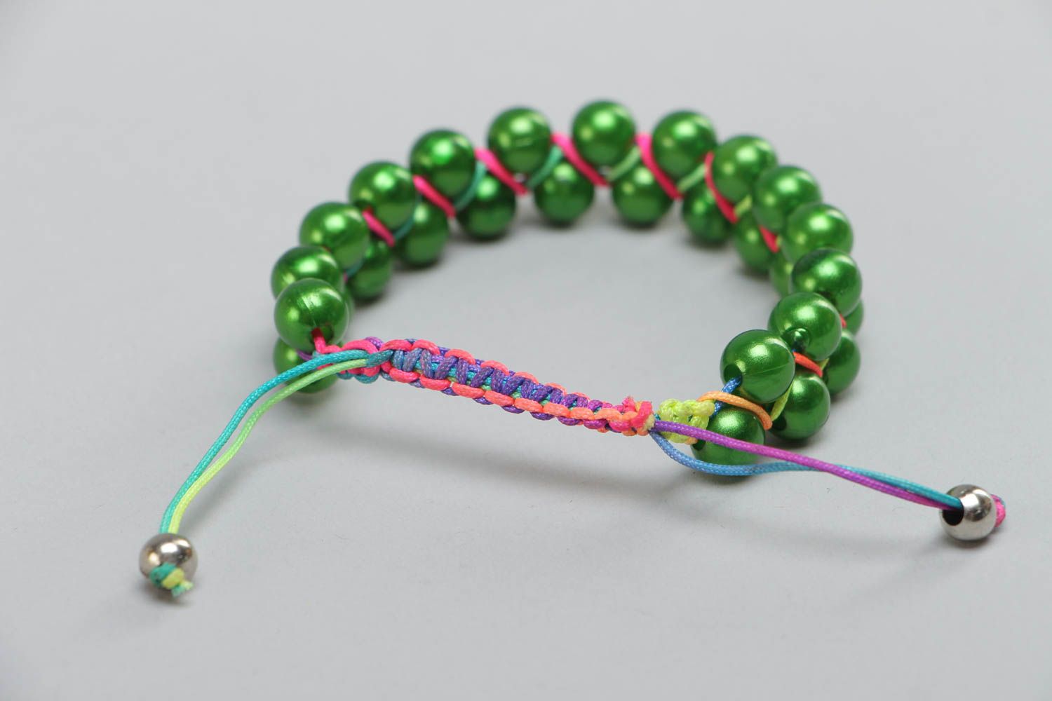 Handmade beaded woven bracelet green designer beautiful female accessory photo 4