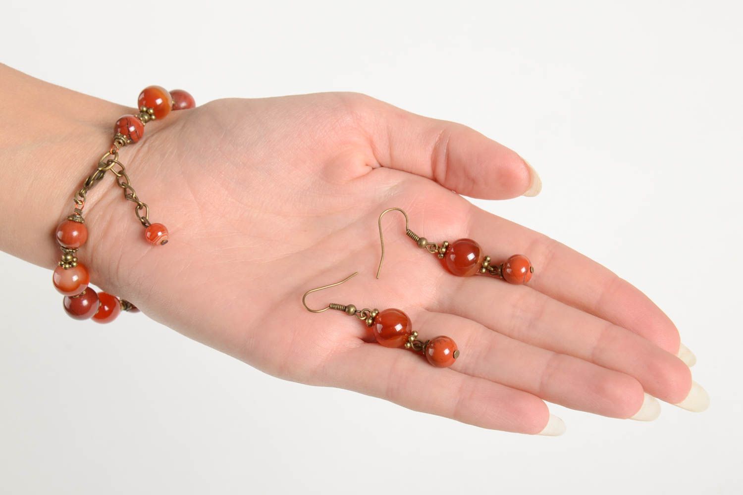 Handmade unusual jewelry set designer stylish bracelet elegant female earrings photo 3