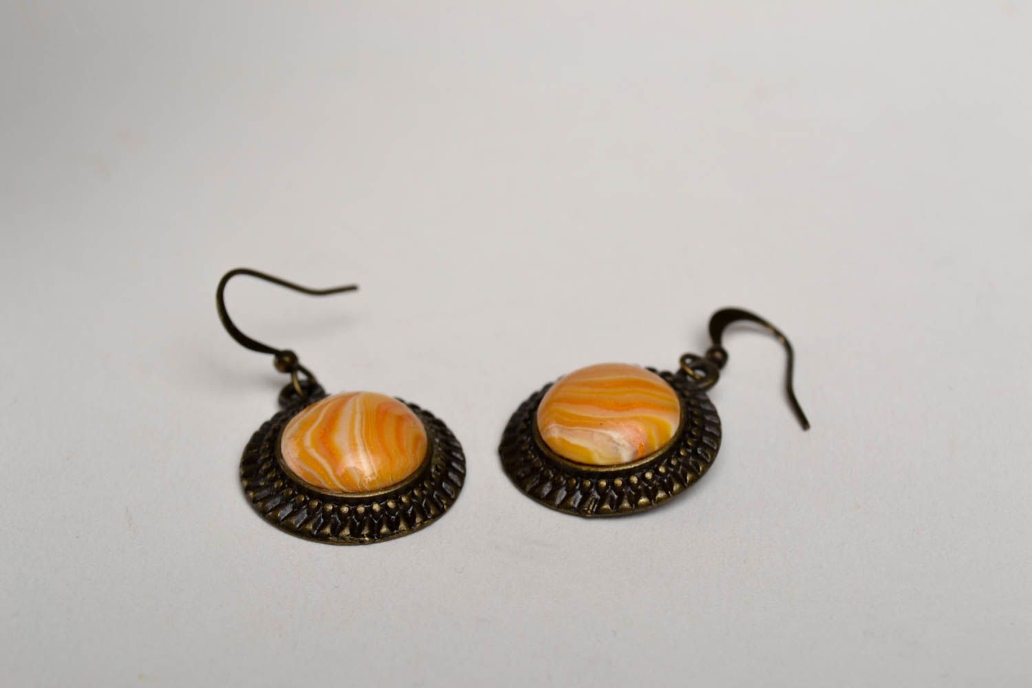 Handmade stylish cute earrings yellow unusual earrings beautiful jewelry photo 2