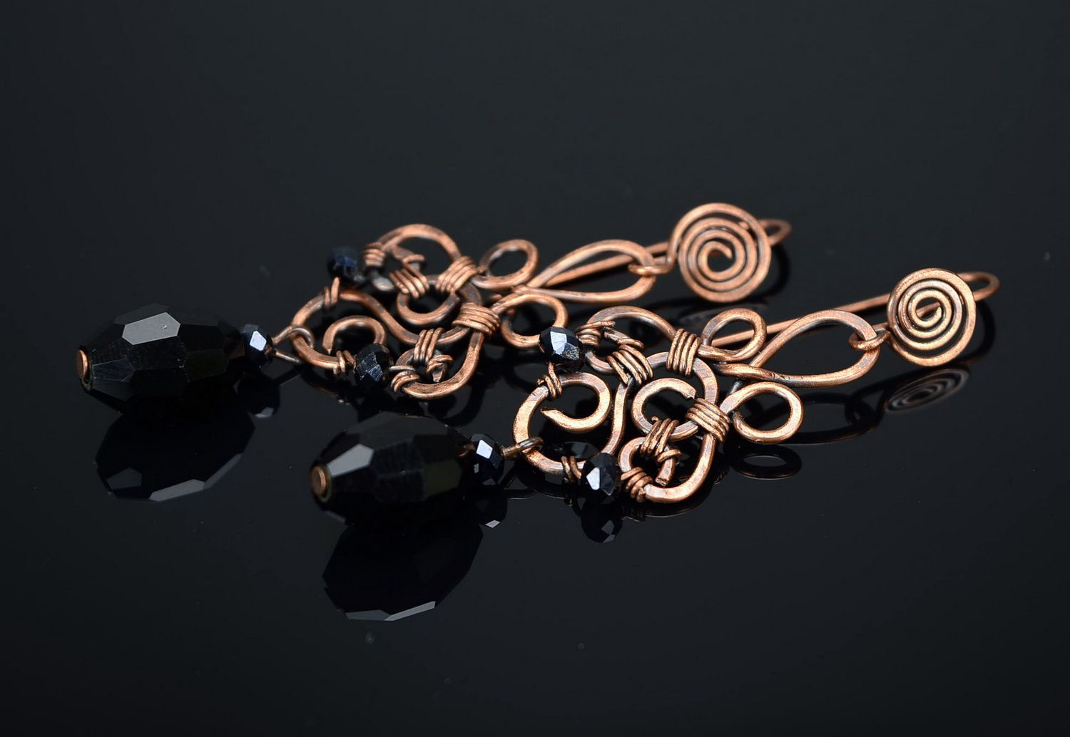 Evening earrings made of copper photo 2